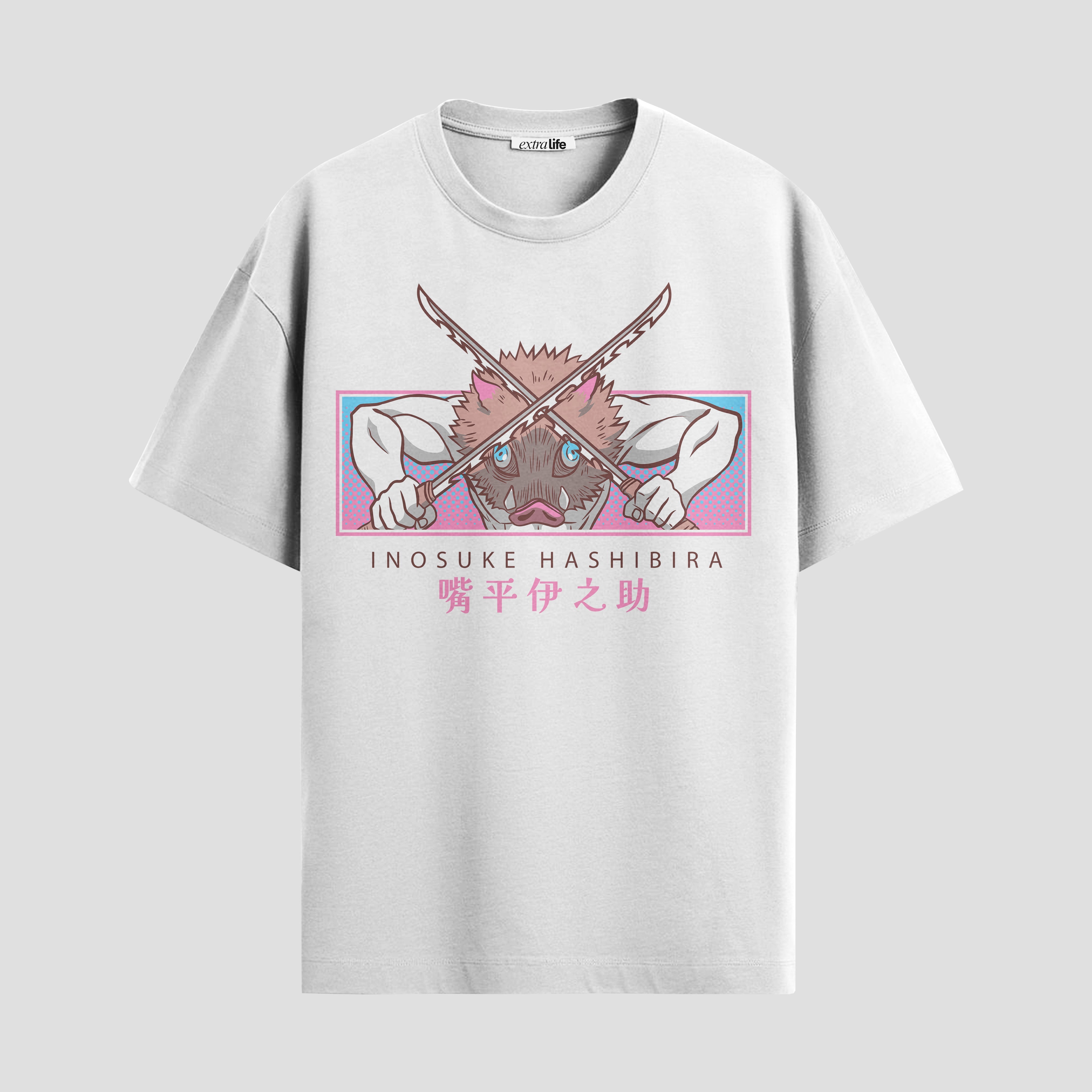 Playera urbana de anime y gaming ExtraLife MX, corte Standard Fit unisex ligero y transpirable en color Deep Black y Pure White, ropa de uso diario para gym y casual.