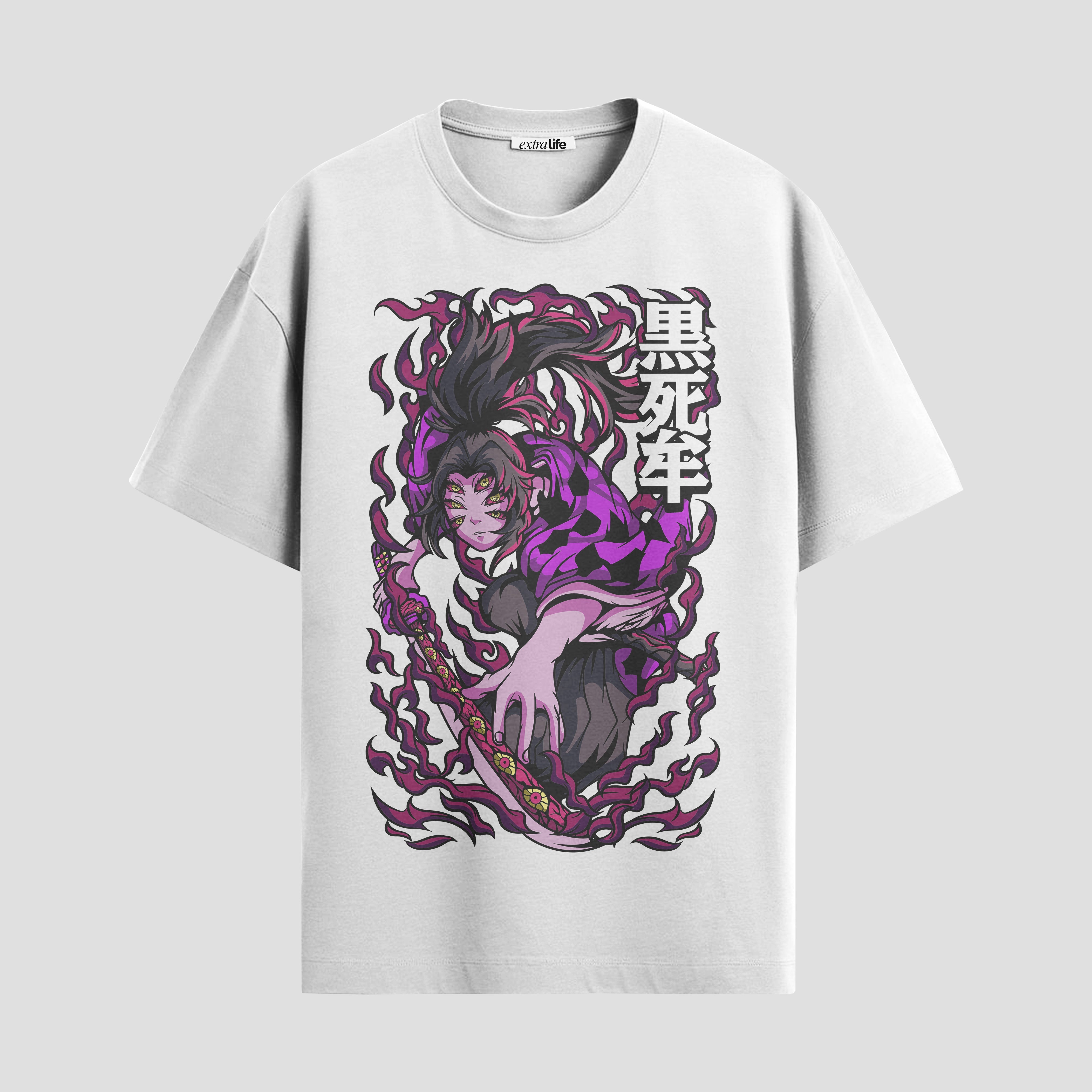 Playera urbana de anime y gaming ExtraLife MX, corte Standard Fit unisex ligero y transpirable en color Deep Black y Pure White, ropa de uso diario para gym y casual.