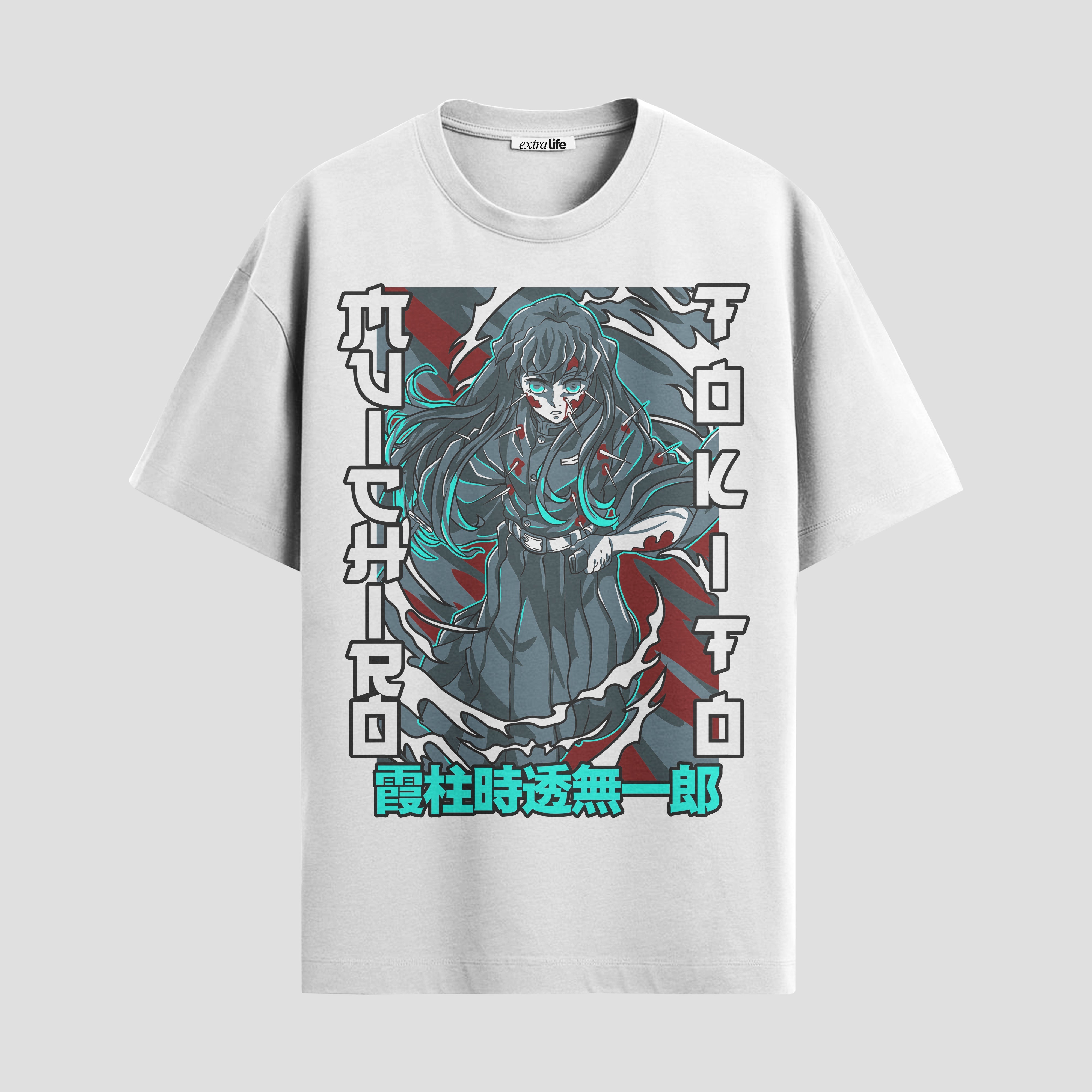 Playera urbana de anime y gaming ExtraLife MX, corte Standard Fit unisex ligero y transpirable en color Deep Black y Pure White, ropa de uso diario para gym y casual.