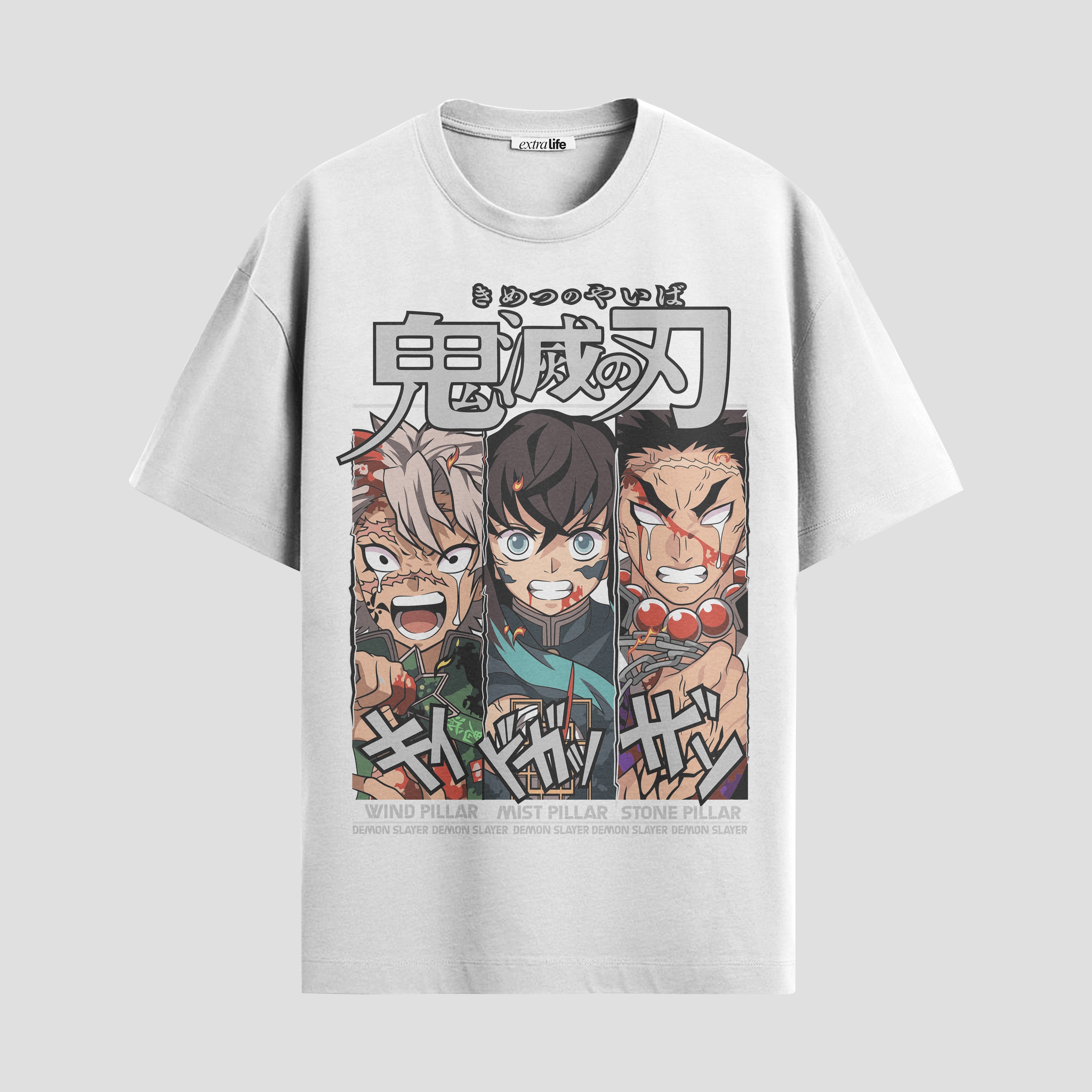 Playera urbana de anime y gaming ExtraLife MX, corte Standard Fit unisex ligero y transpirable en color Deep Black y Pure White, ropa de uso diario para gym y casual.