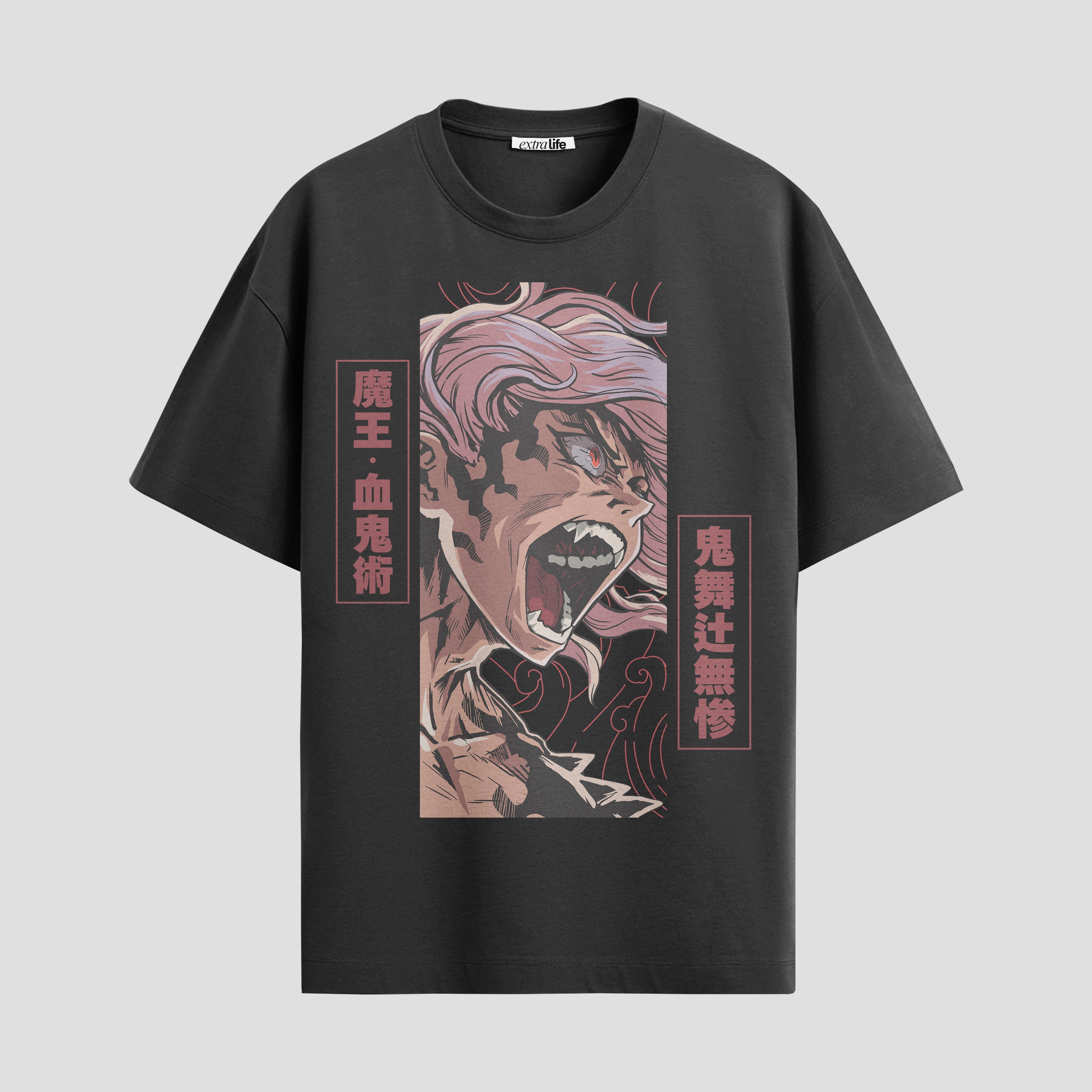 Playera urbana de anime y gaming ExtraLife MX, corte Standard Fit unisex ligero y transpirable en color Deep Black y Pure White, ropa de uso diario para gym y casual.