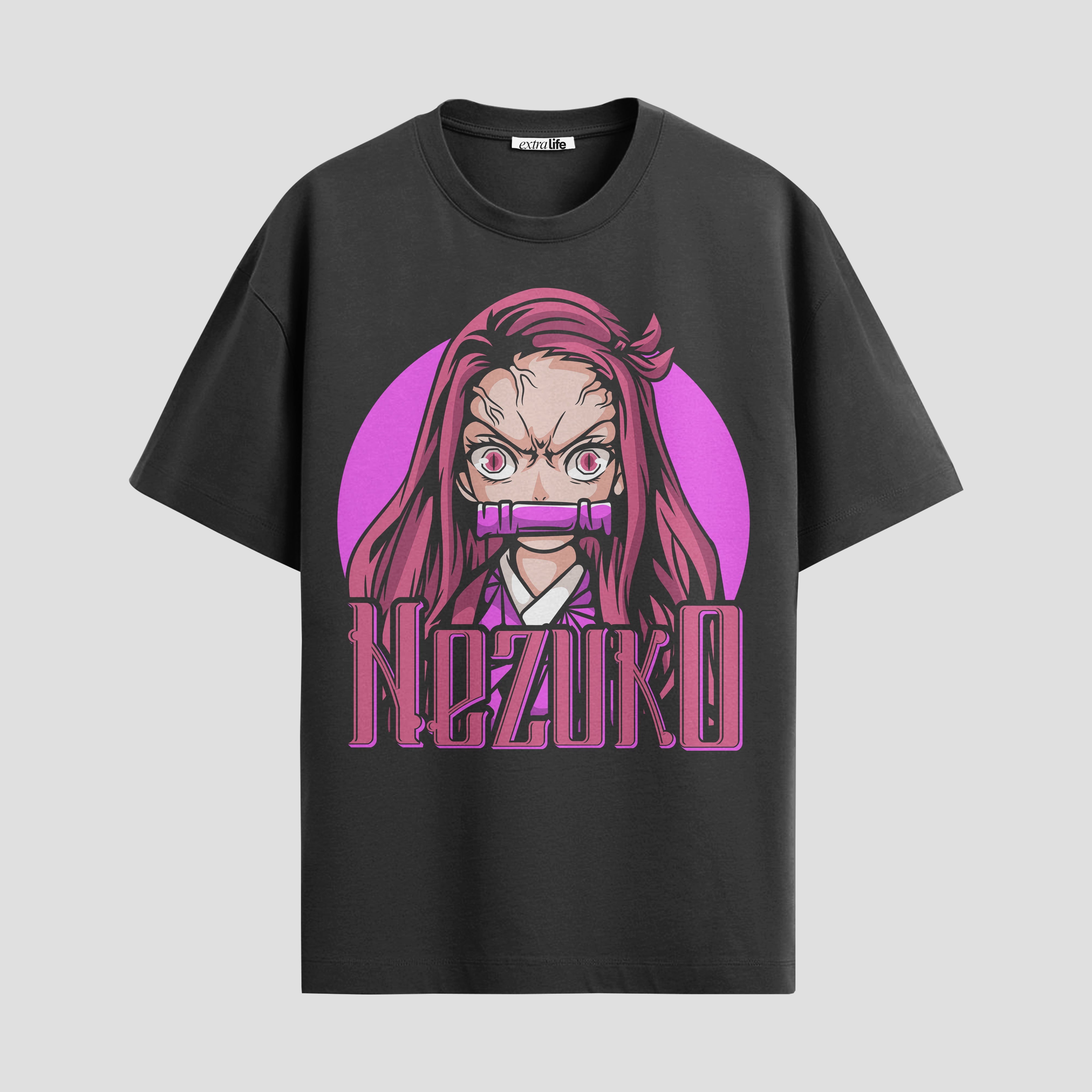 Playera urbana de anime y gaming ExtraLife MX, corte Standard Fit unisex ligero y transpirable en color Deep Black y Pure White, ropa de uso diario para gym y casual.
