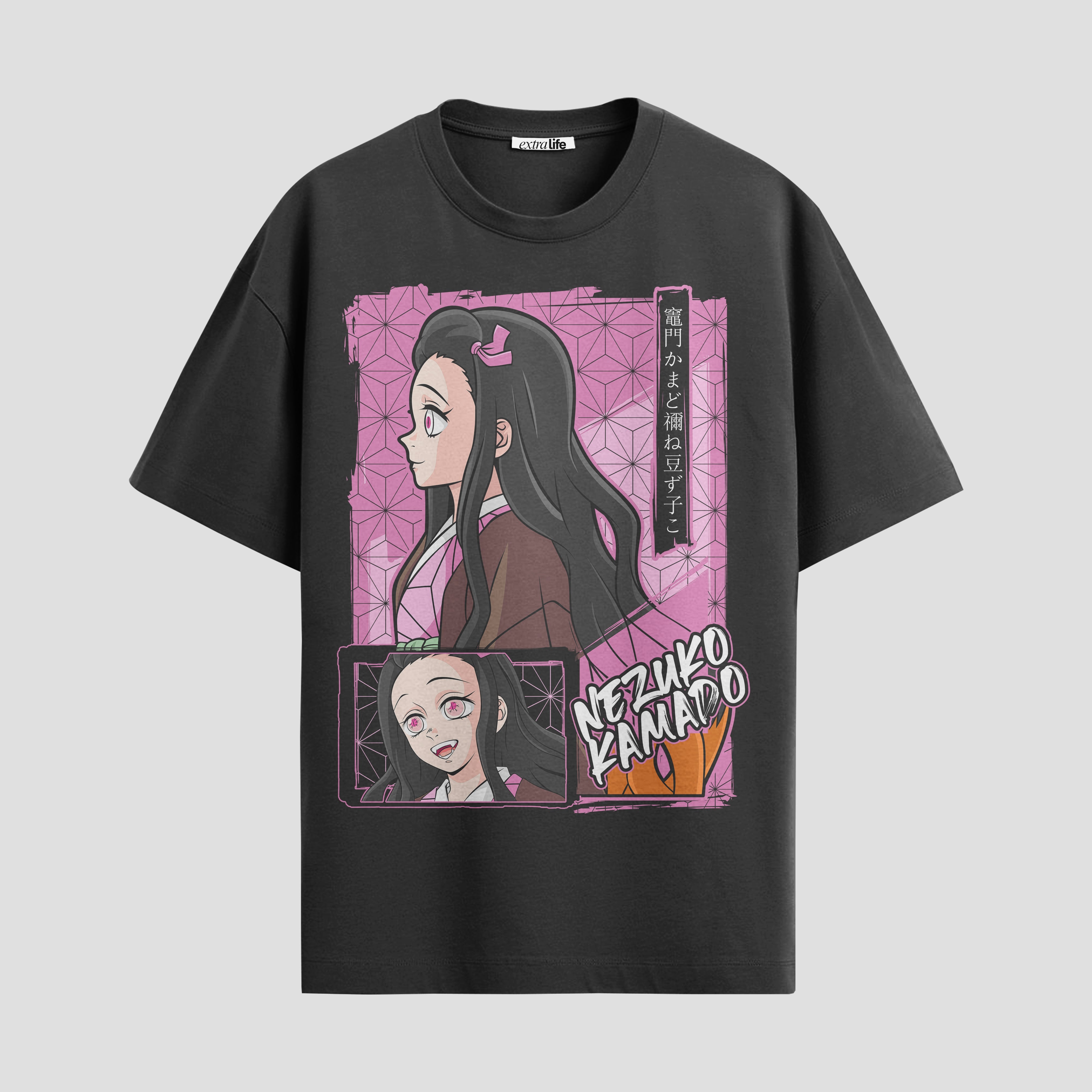 Playera urbana de anime y gaming ExtraLife MX, corte Standard Fit unisex ligero y transpirable en color Deep Black y Pure White, ropa de uso diario para gym y casual.