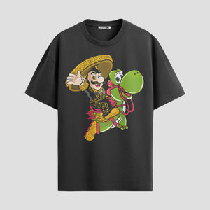 Playera urbana de anime y gaming ExtraLife MX, corte Standard Fit unisex ligero y transpirable en color Deep Black y Pure White, ropa de uso diario para gym y casual.