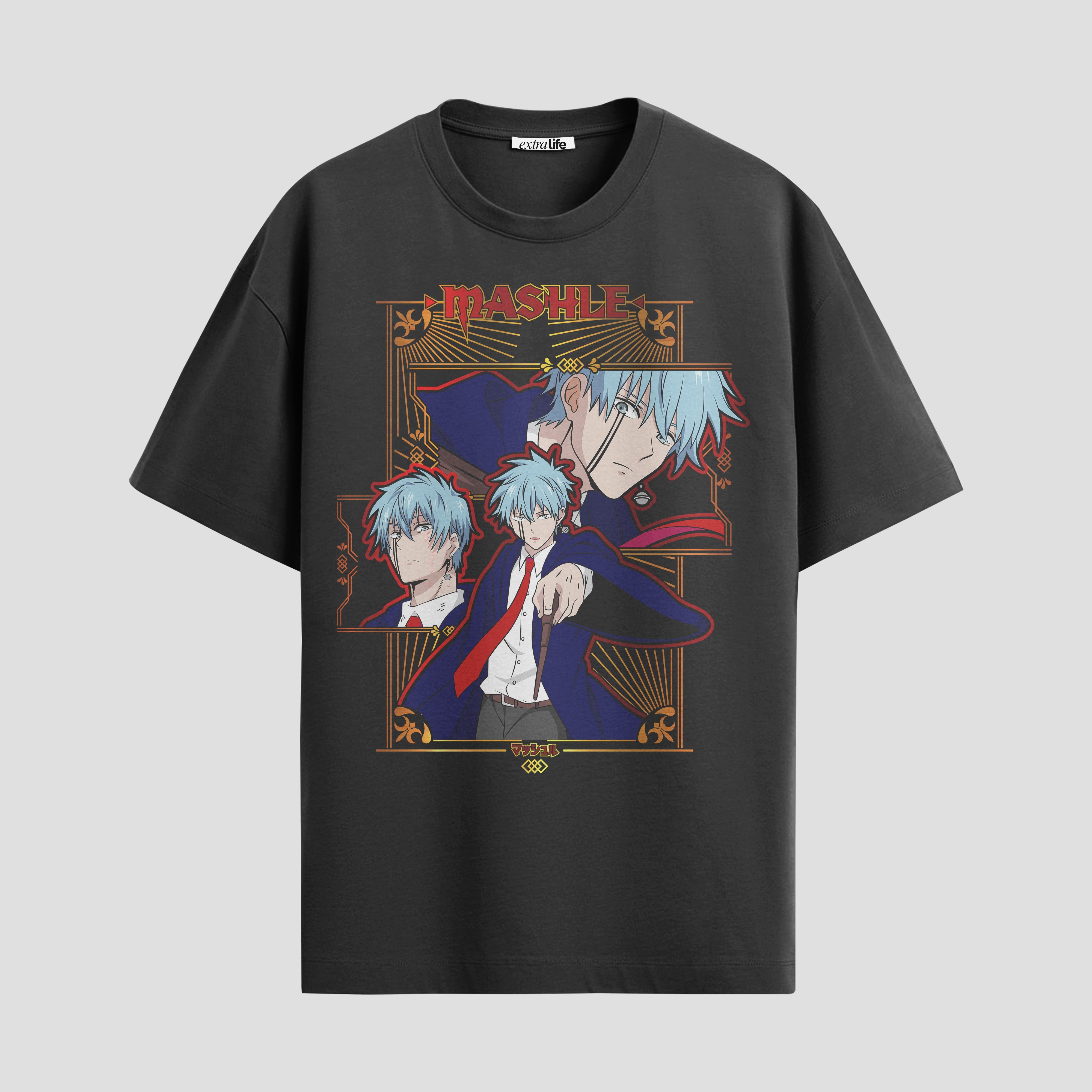 Playera urbana de anime y gaming ExtraLife MX, corte Standard Fit unisex ligero y transpirable en color Deep Black y Pure White, ropa de uso diario para gym y casual.