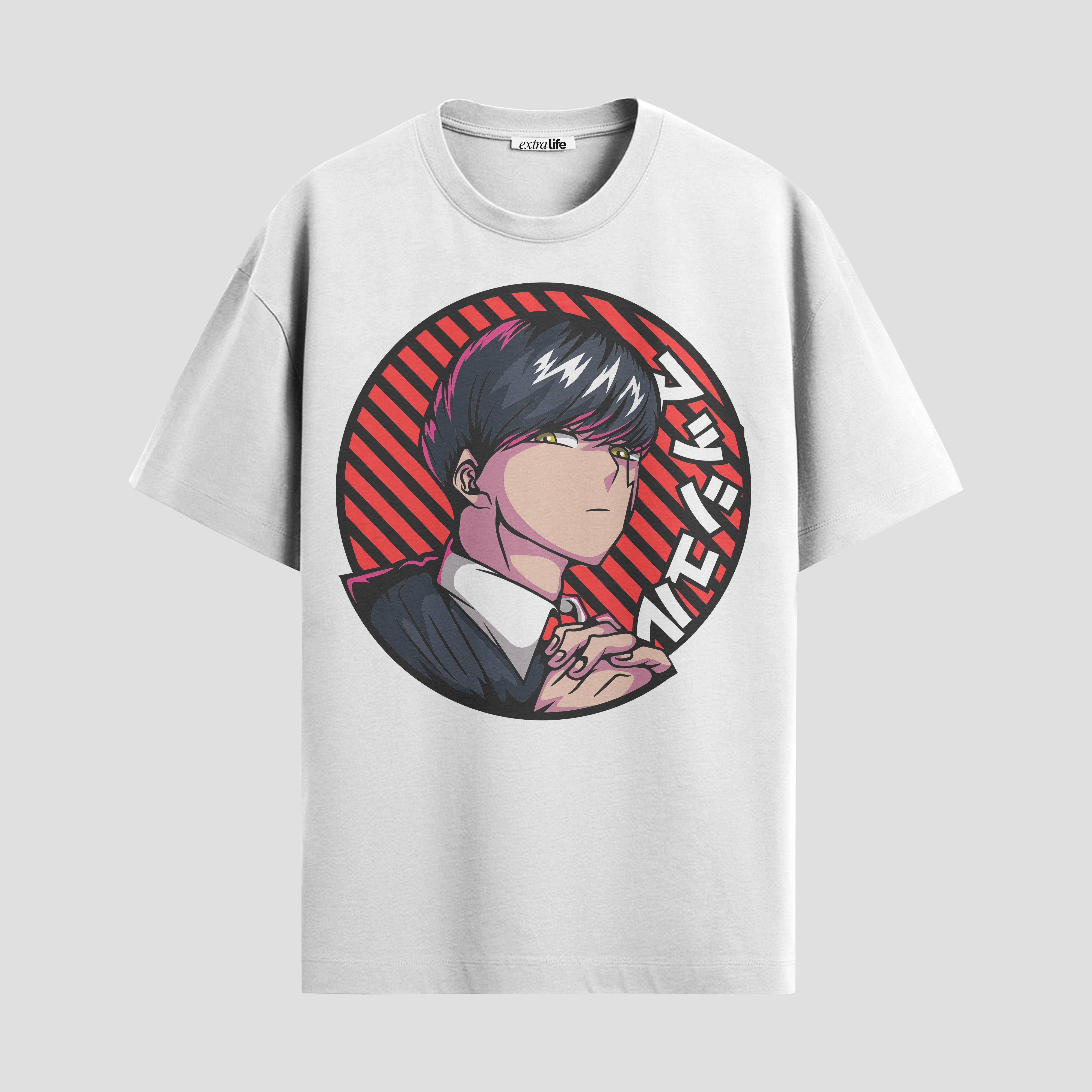 Playera urbana de anime y gaming ExtraLife MX, corte Standard Fit unisex ligero y transpirable en color Deep Black y Pure White, ropa de uso diario para gym y casual.