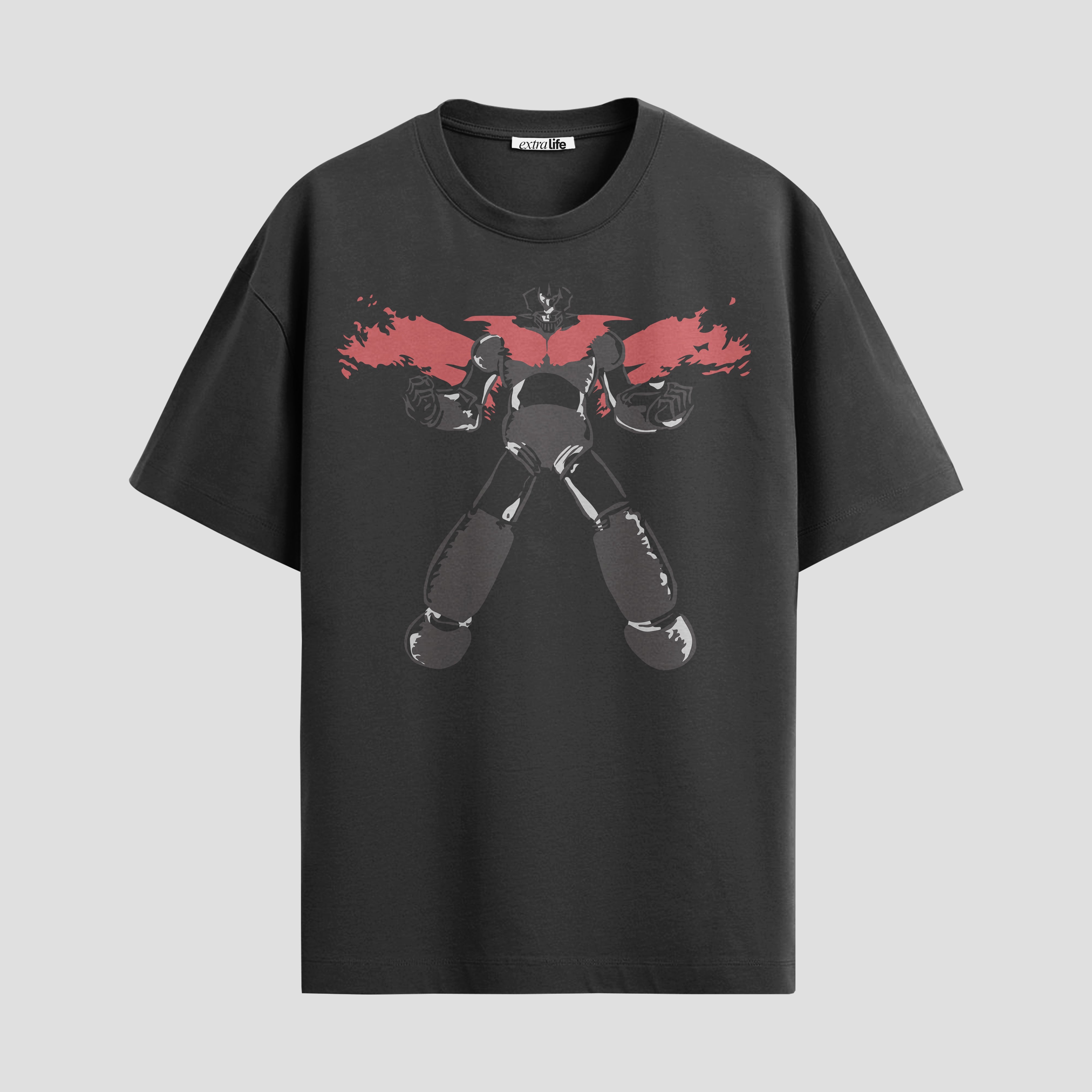 Playera urbana de anime y gaming ExtraLife MX, corte Standard Fit unisex ligero y transpirable en color Deep Black y Pure White, ropa de uso diario para gym y casual.