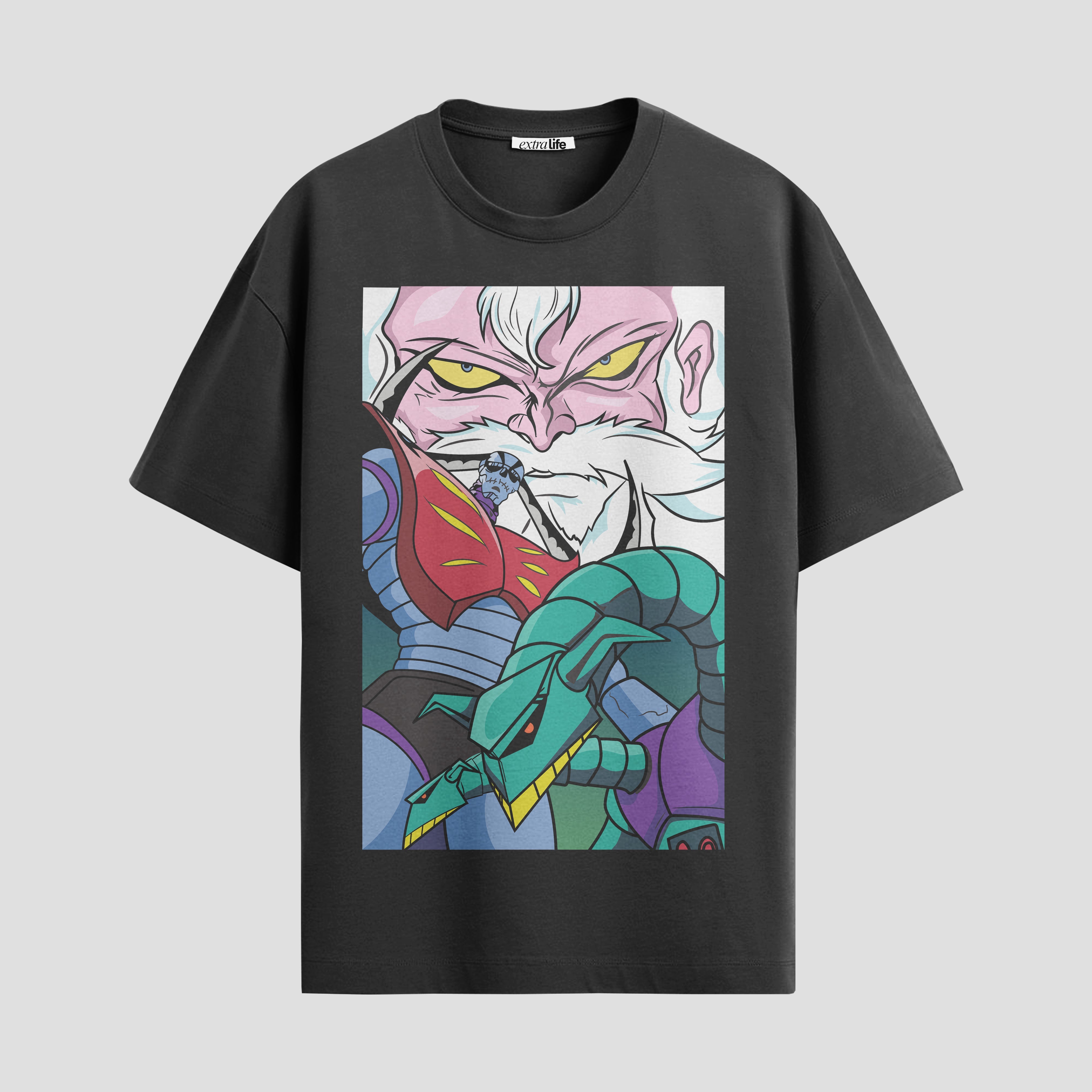 Playera urbana de anime y gaming ExtraLife MX, corte Standard Fit unisex ligero y transpirable en color Deep Black y Pure White, ropa de uso diario para gym y casual.