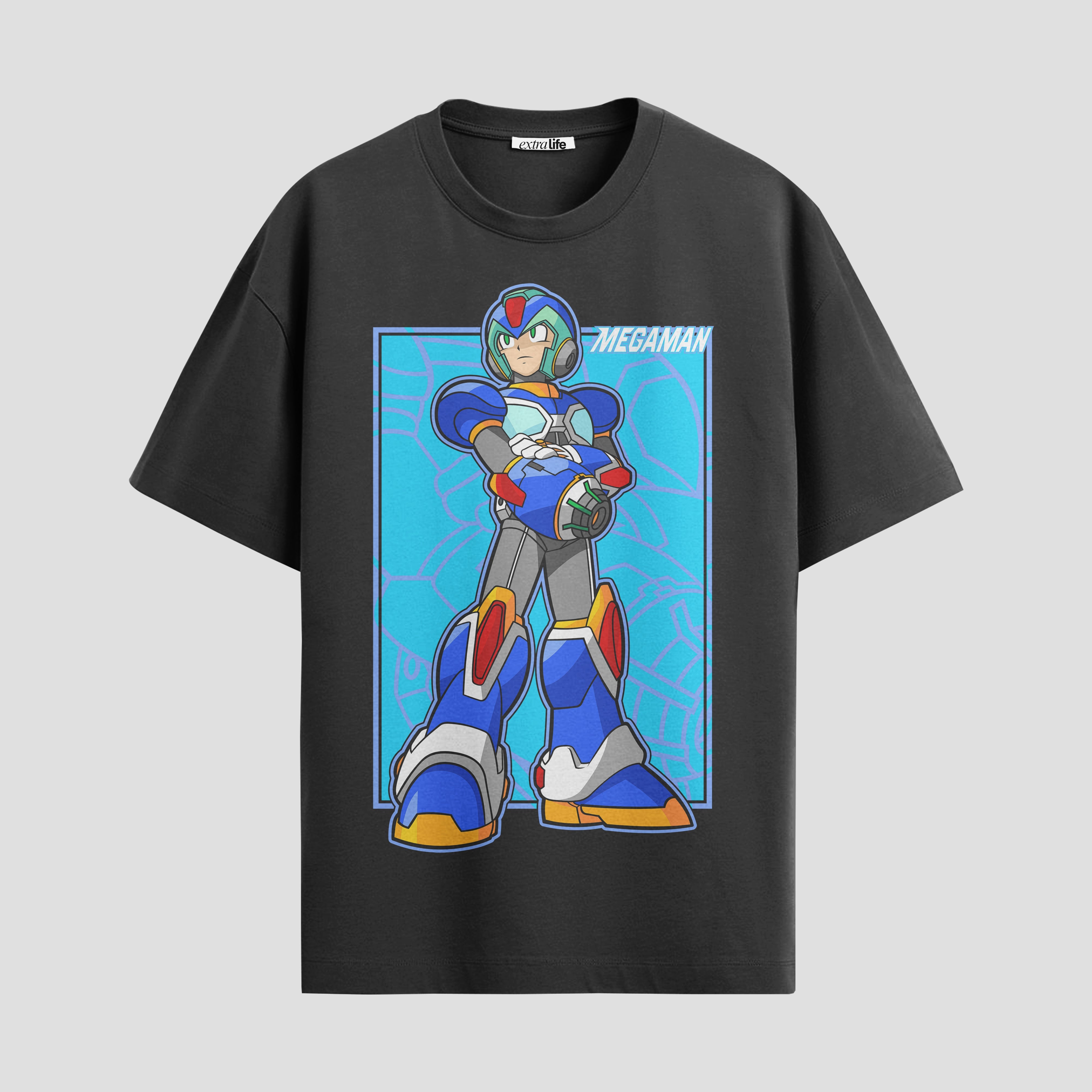 Playera urbana de anime y gaming ExtraLife MX, corte Standard Fit unisex ligero y transpirable en color Deep Black y Pure White, ropa de uso diario para gym y casual.