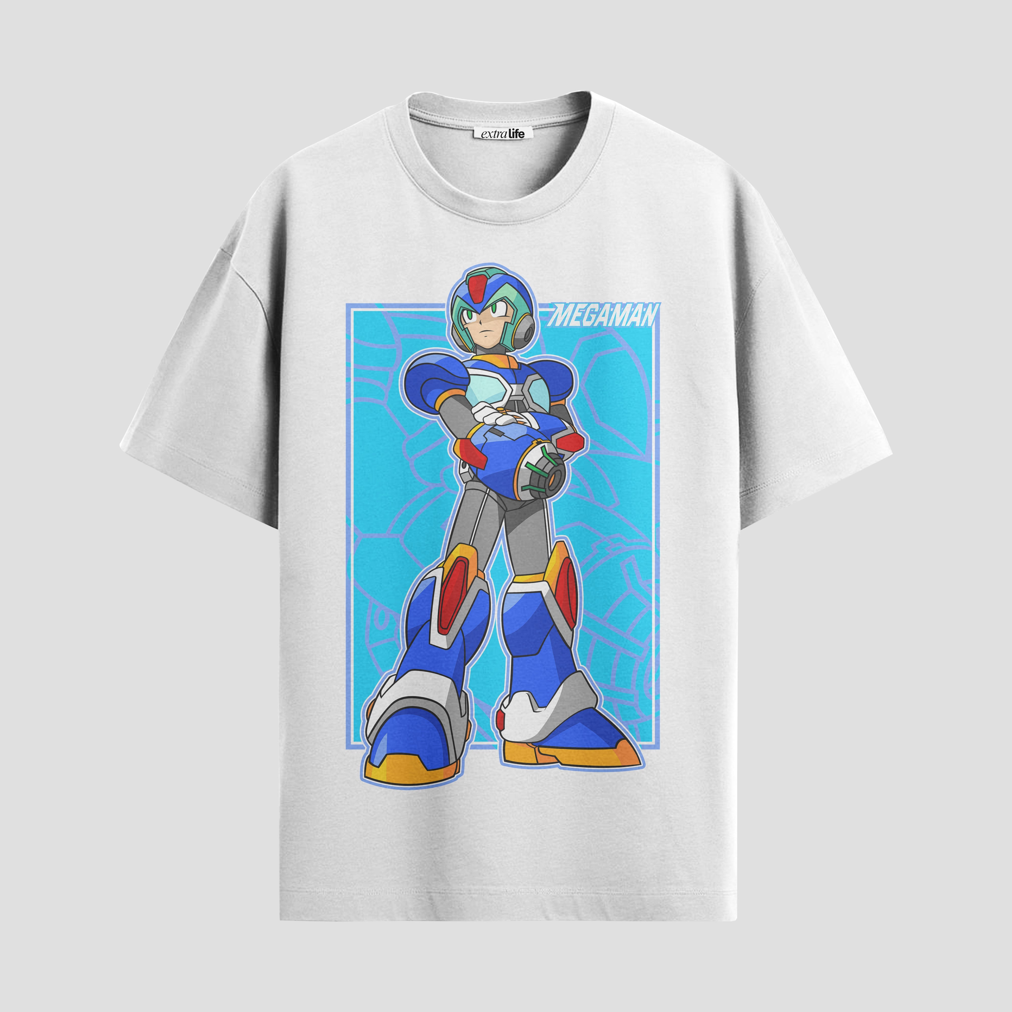 Playera urbana de anime y gaming ExtraLife MX, corte Standard Fit unisex ligero y transpirable en color Deep Black y Pure White, ropa de uso diario para gym y casual.