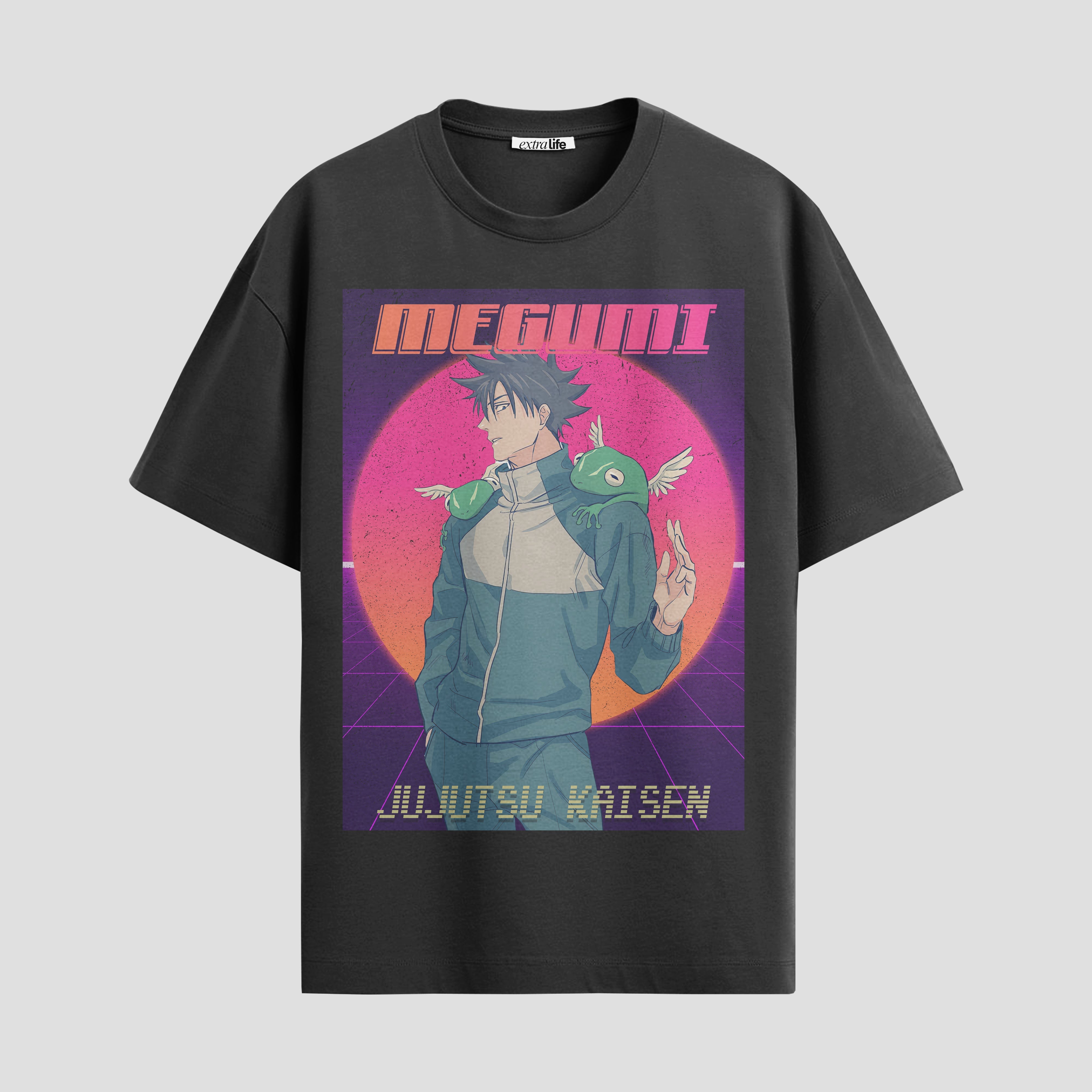 Playera urbana de anime y gaming ExtraLife MX, corte Standard Fit unisex ligero y transpirable en color Deep Black y Pure White, ropa de uso diario para gym y casual.