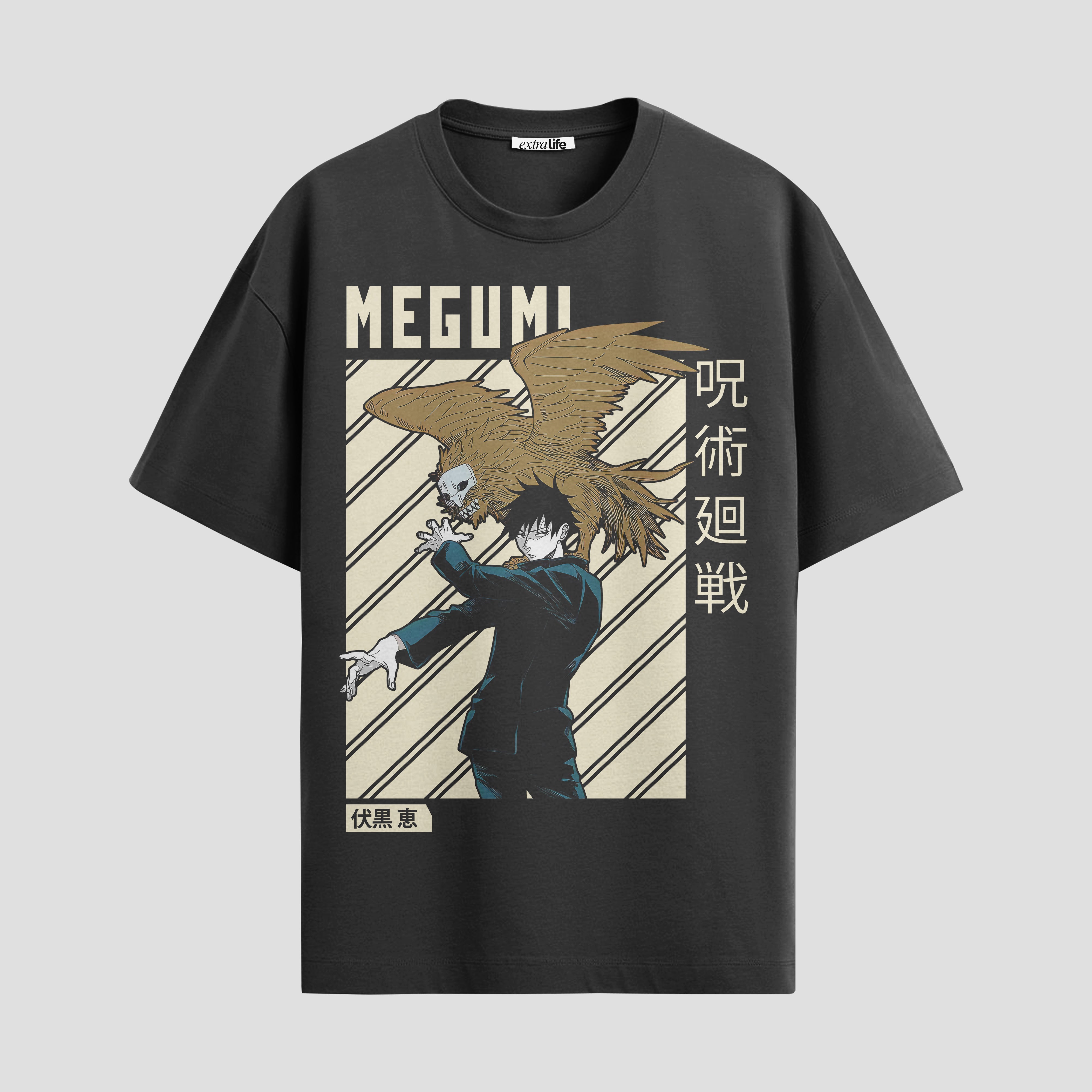 Playera urbana de anime y gaming ExtraLife MX, corte Standard Fit unisex ligero y transpirable en color Deep Black y Pure White, ropa de uso diario para gym y casual.