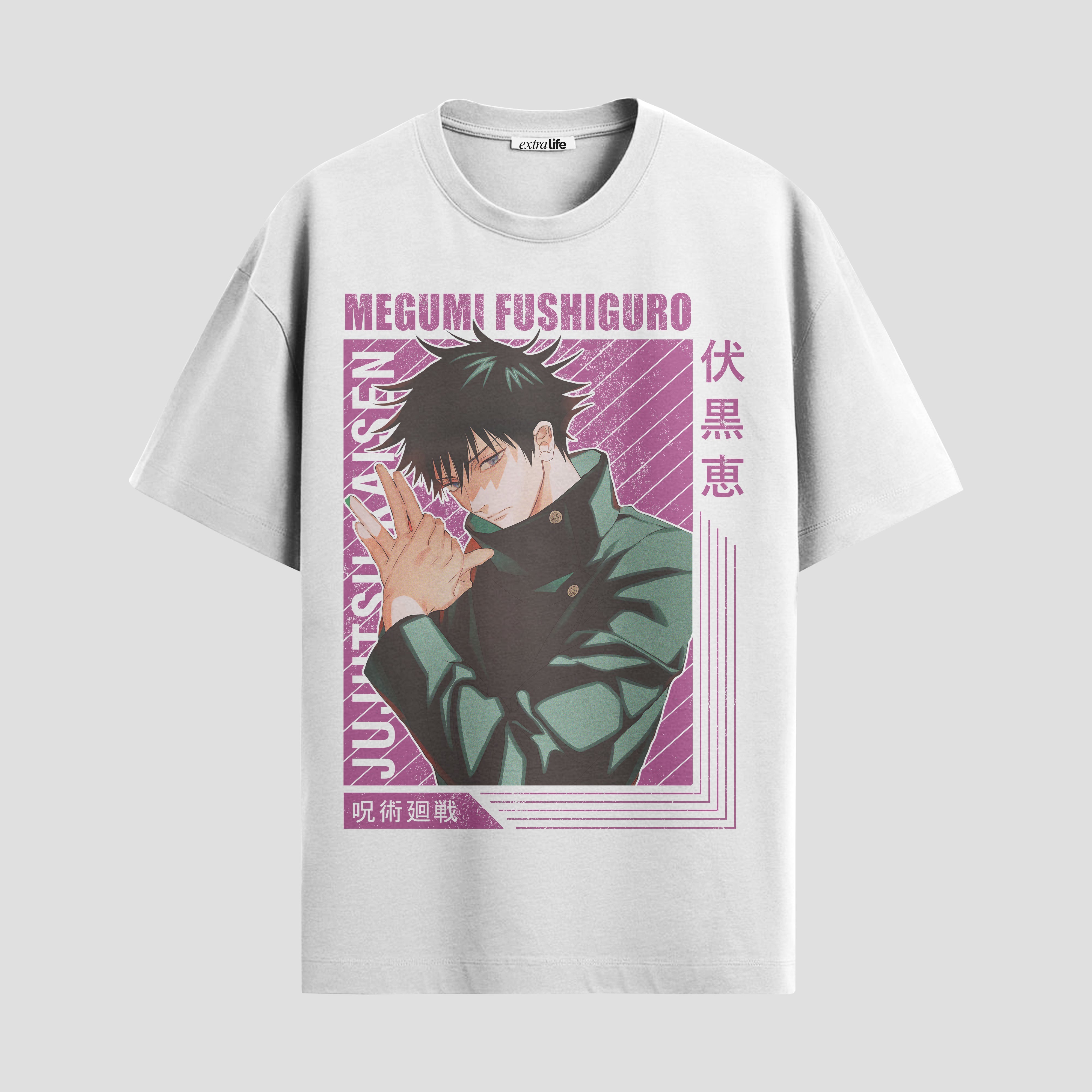 Playera urbana de anime y gaming ExtraLife MX, corte Standard Fit unisex ligero y transpirable en color Deep Black y Pure White, ropa de uso diario para gym y casual.