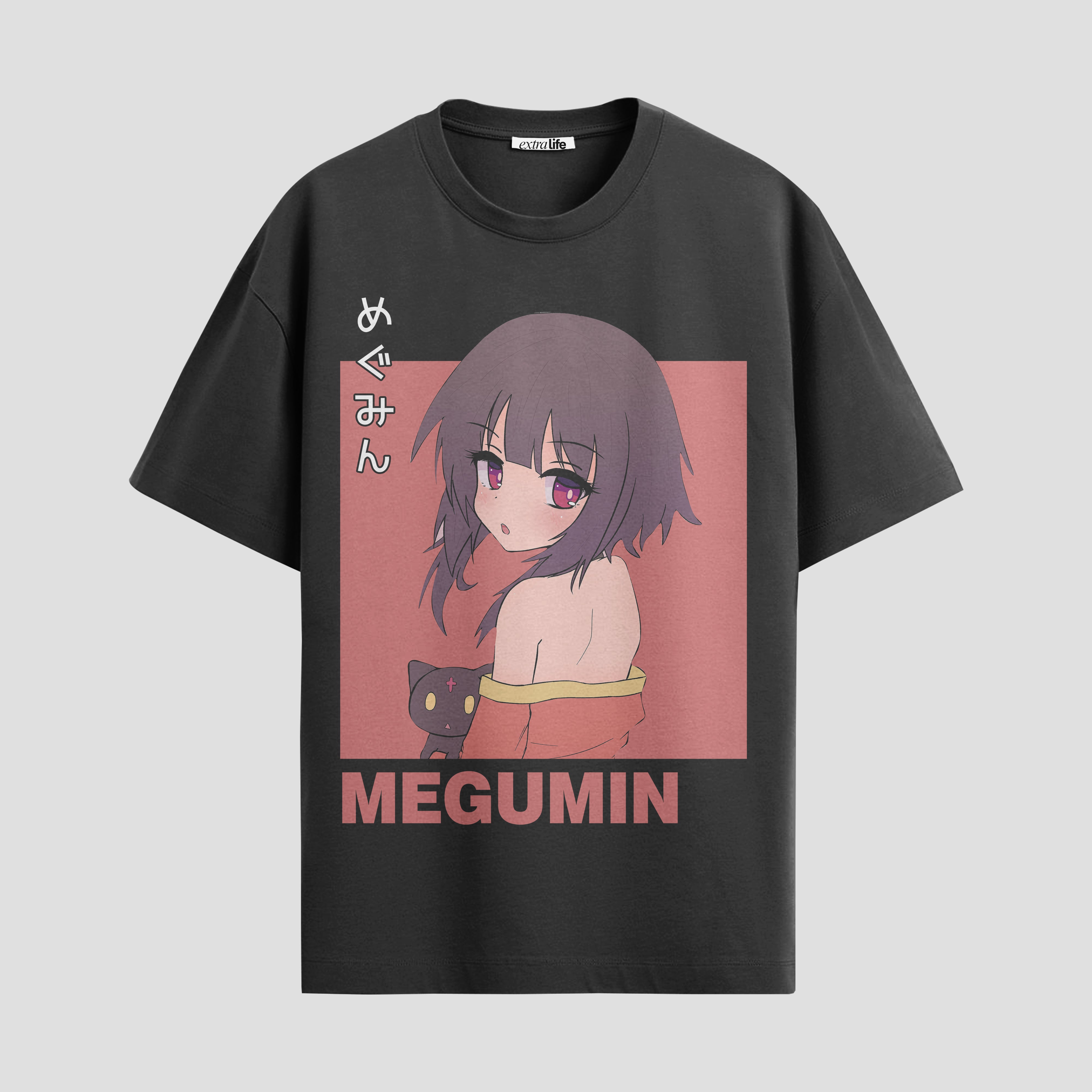 Playera urbana de anime y gaming ExtraLife MX, corte Standard Fit unisex ligero y transpirable en color Deep Black y Pure White, ropa de uso diario para gym y casual.