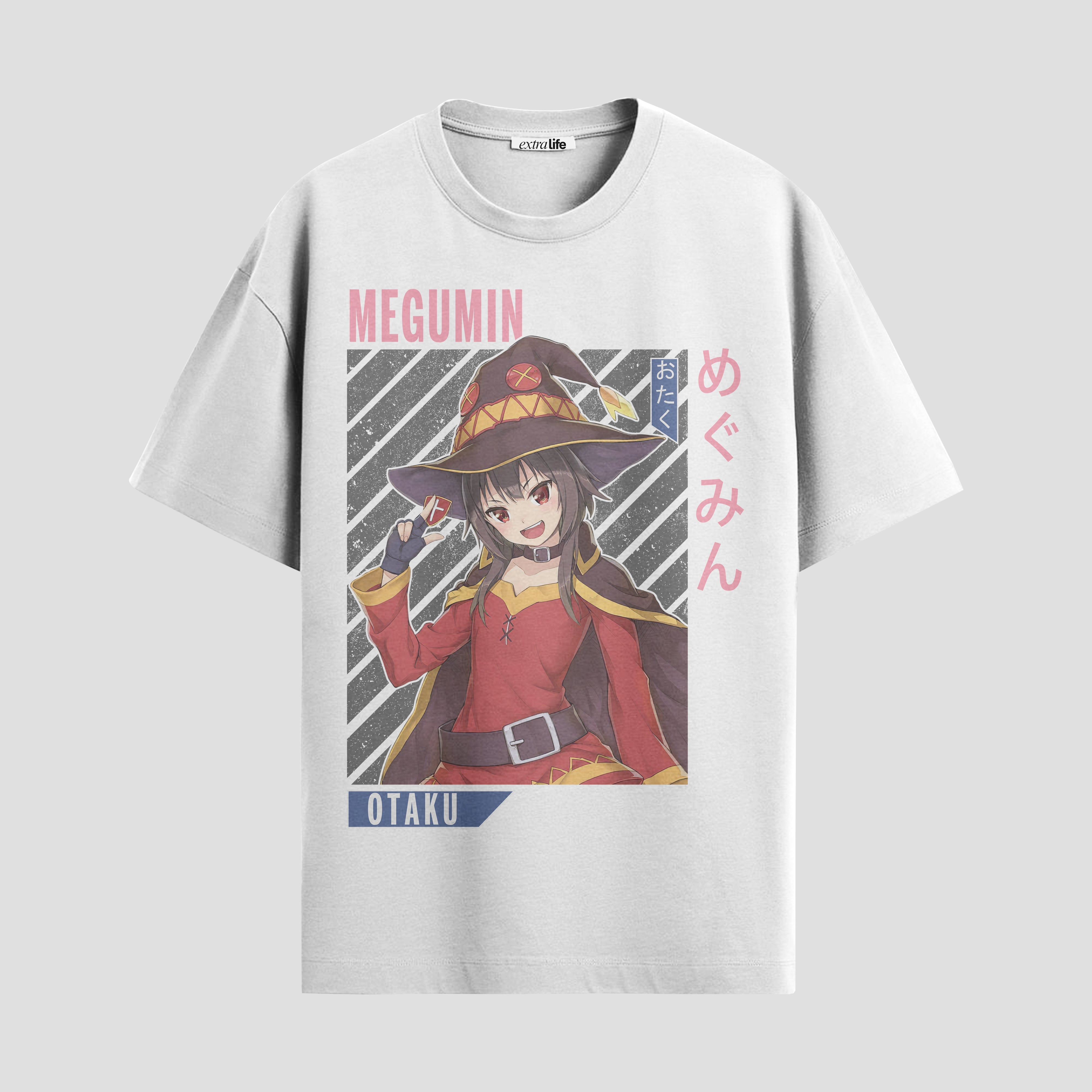 Playera urbana de anime y gaming ExtraLife MX, corte Standard Fit unisex ligero y transpirable en color Deep Black y Pure White, ropa de uso diario para gym y casual.