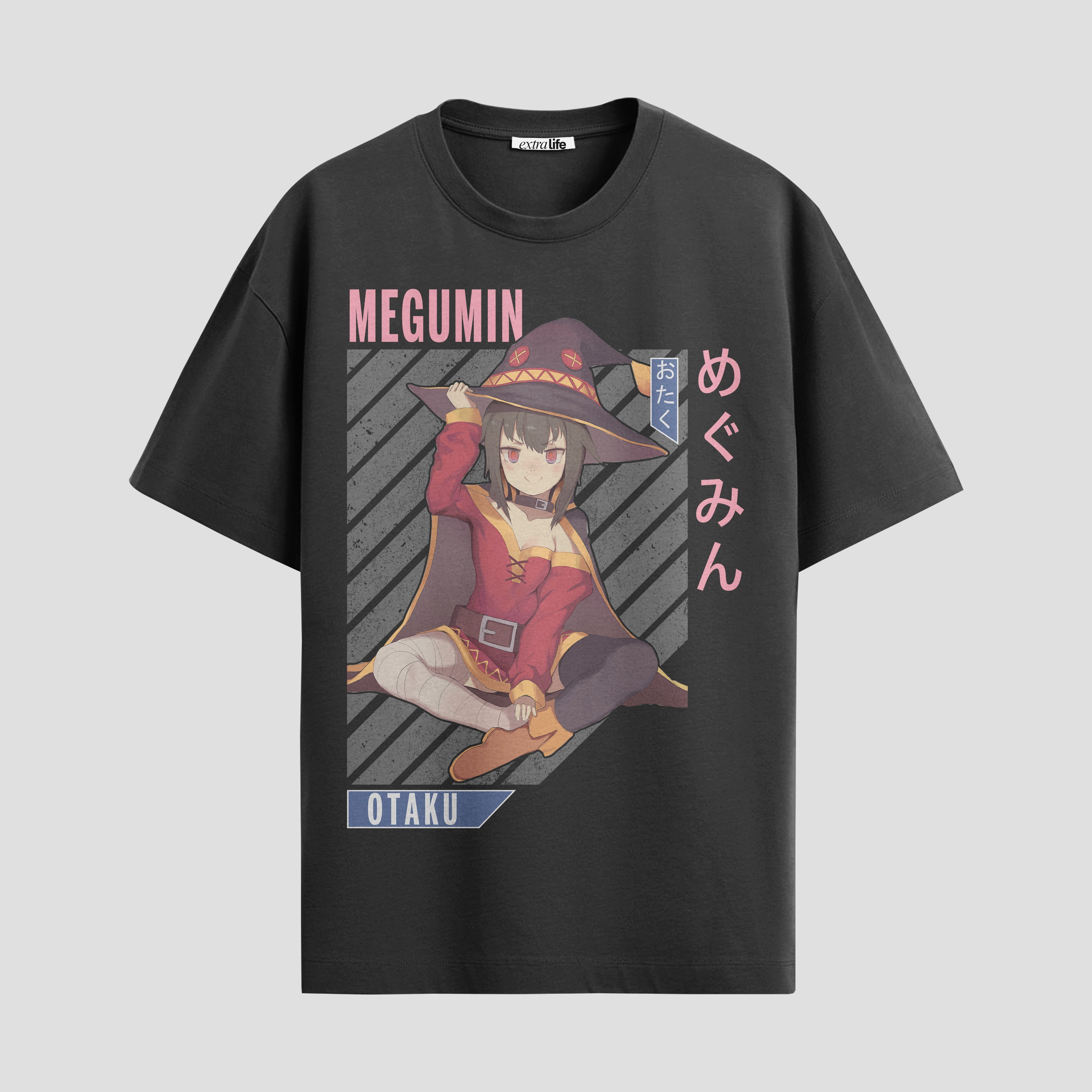 Playera urbana de anime y gaming ExtraLife MX, corte Standard Fit unisex ligero y transpirable en color Deep Black y Pure White, ropa de uso diario para gym y casual.