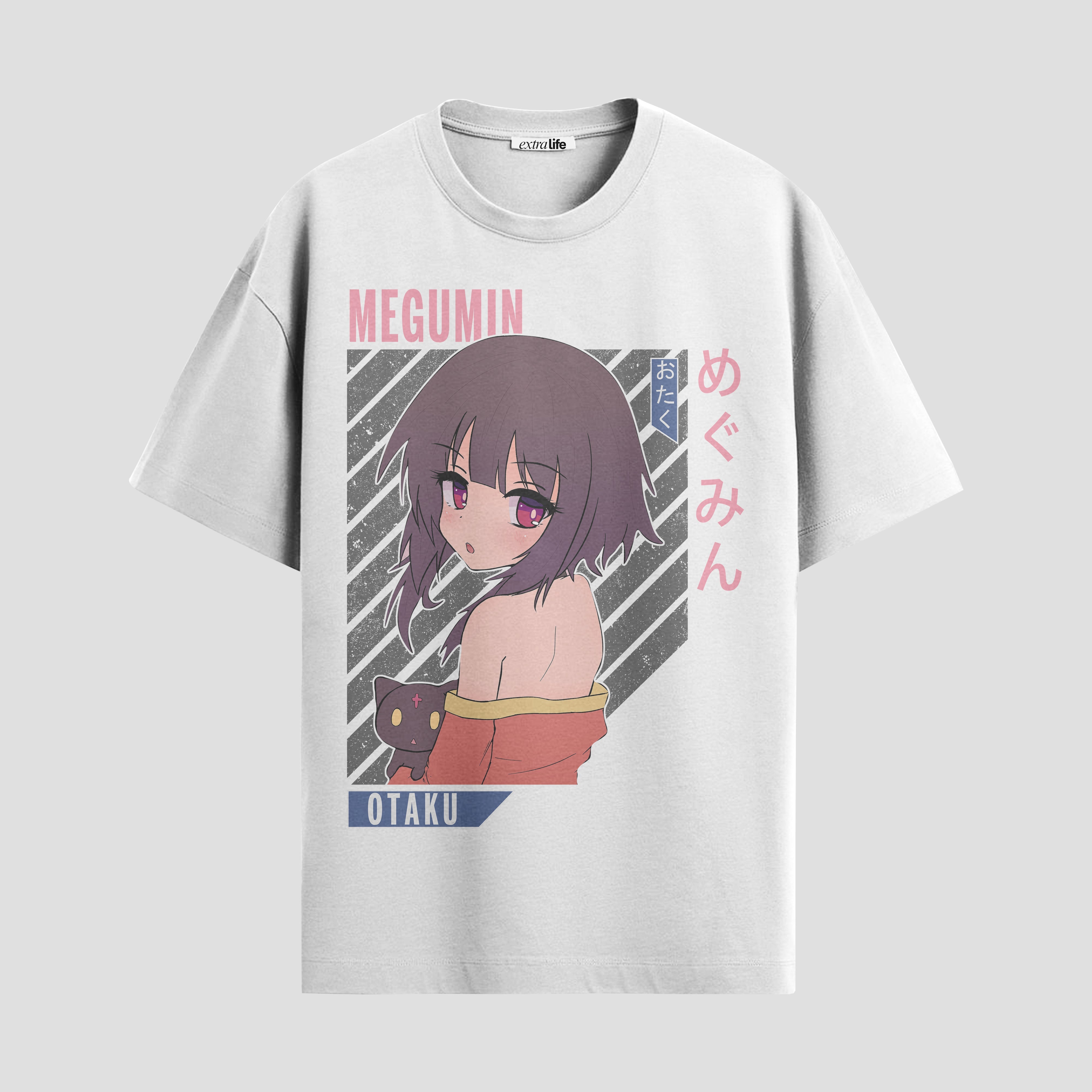 Playera urbana de anime y gaming ExtraLife MX, corte Standard Fit unisex ligero y transpirable en color Deep Black y Pure White, ropa de uso diario para gym y casual.