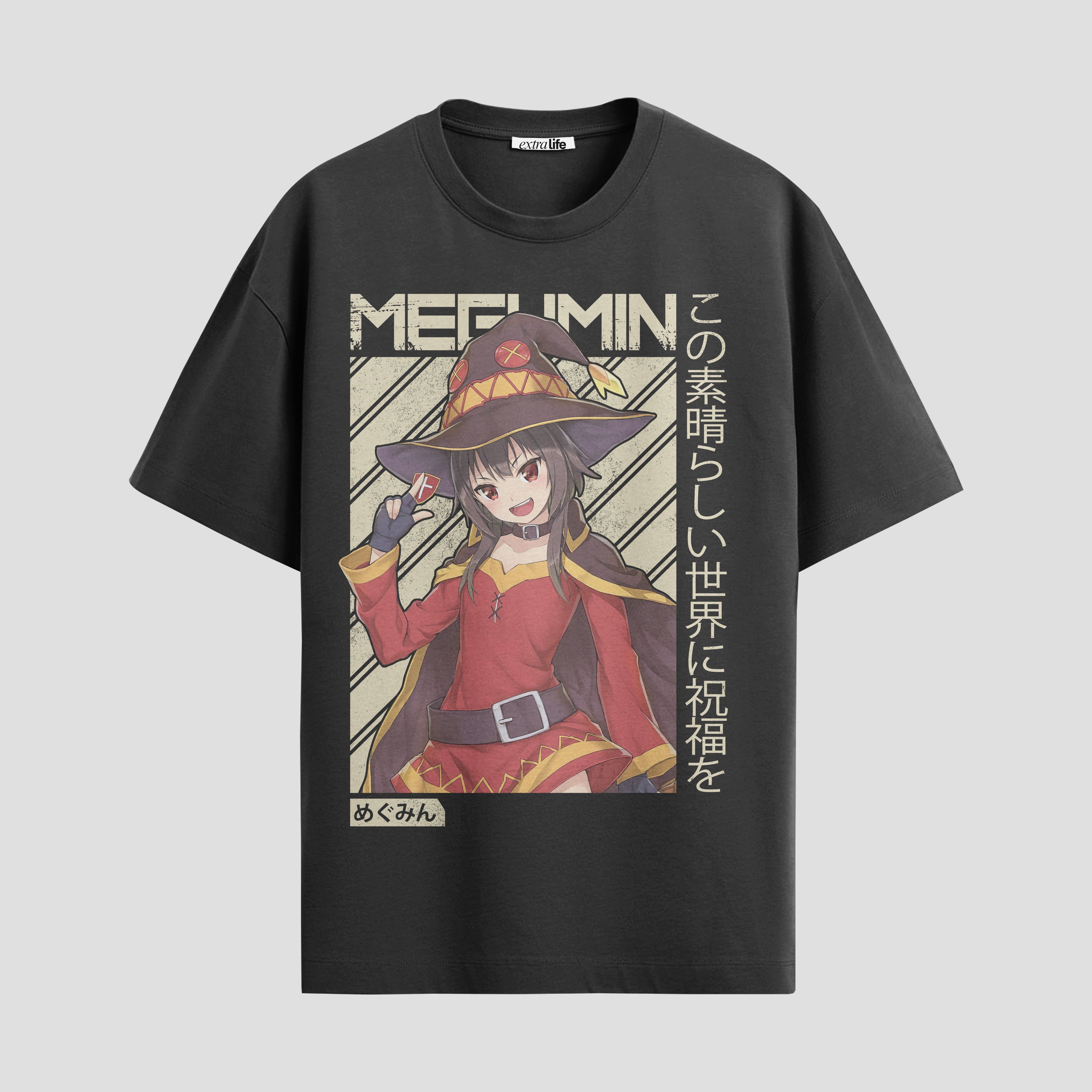 Playera urbana de anime y gaming ExtraLife MX, corte Standard Fit unisex ligero y transpirable en color Deep Black y Pure White, ropa de uso diario para gym y casual.
