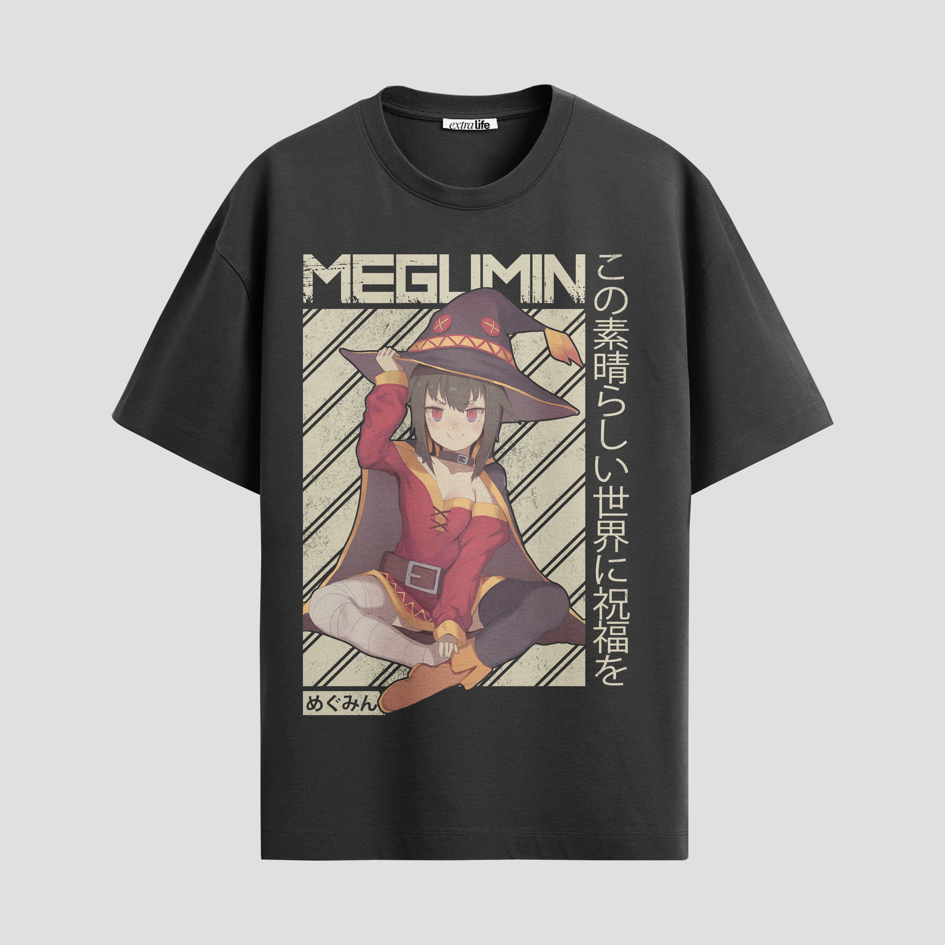 Playera urbana de anime y gaming ExtraLife MX, corte Standard Fit unisex ligero y transpirable en color Deep Black y Pure White, ropa de uso diario para gym y casual.