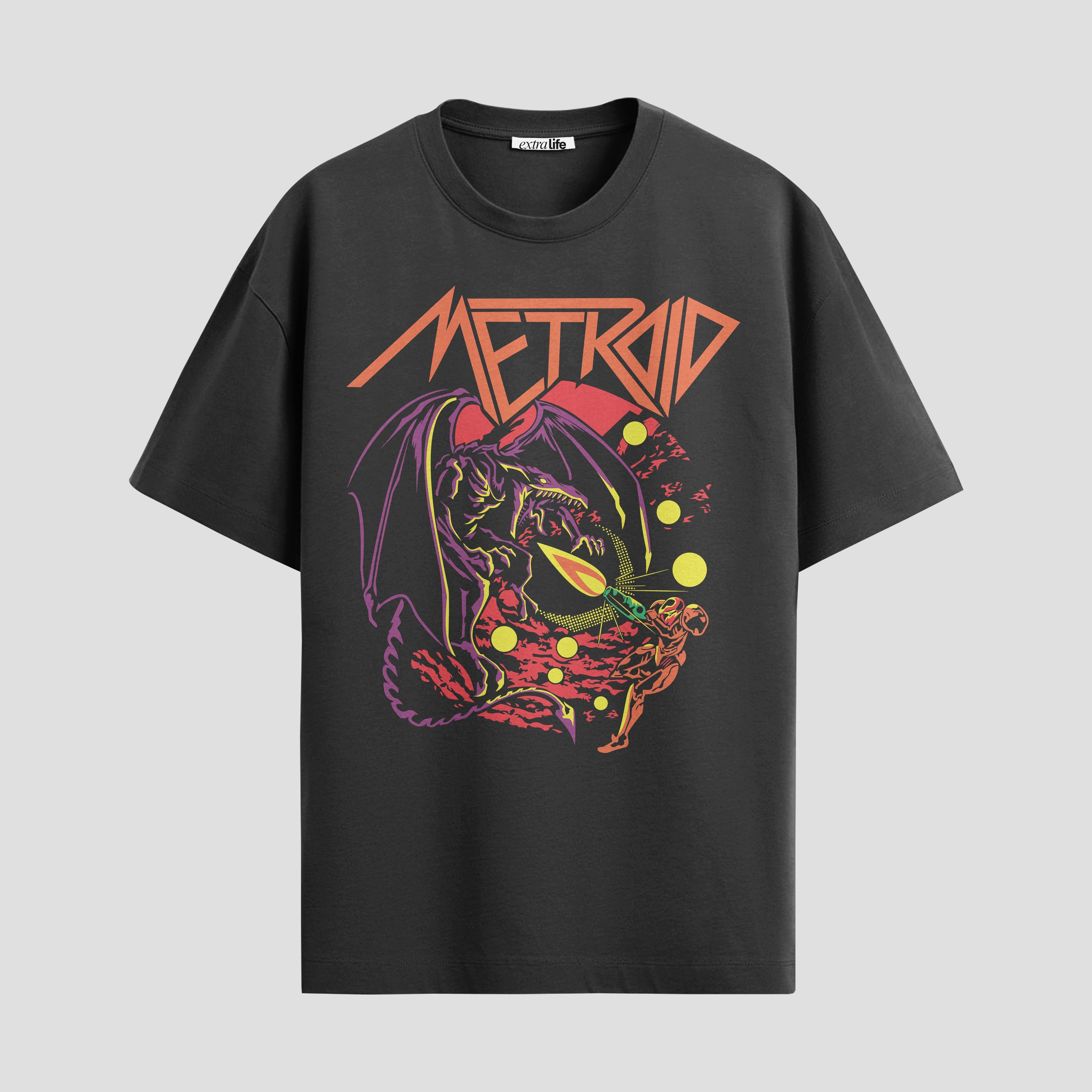 Playera urbana de anime y gaming ExtraLife MX, corte Standard Fit unisex ligero y transpirable en color Deep Black y Pure White, ropa de uso diario para gym y casual.