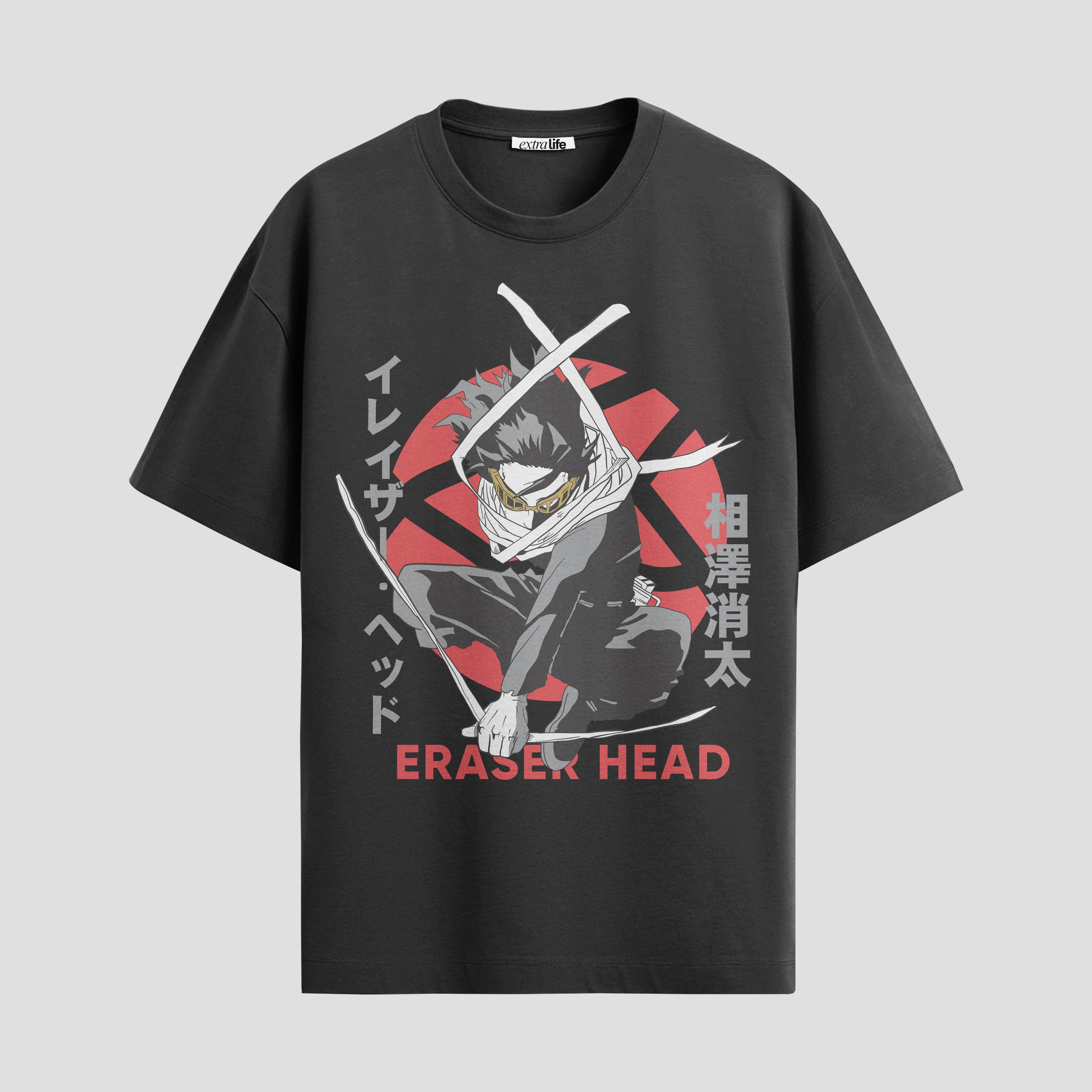 Playera urbana de anime y gaming ExtraLife MX, corte Standard Fit unisex ligero y transpirable en color Deep Black y Pure White, ropa de uso diario para gym y casual.