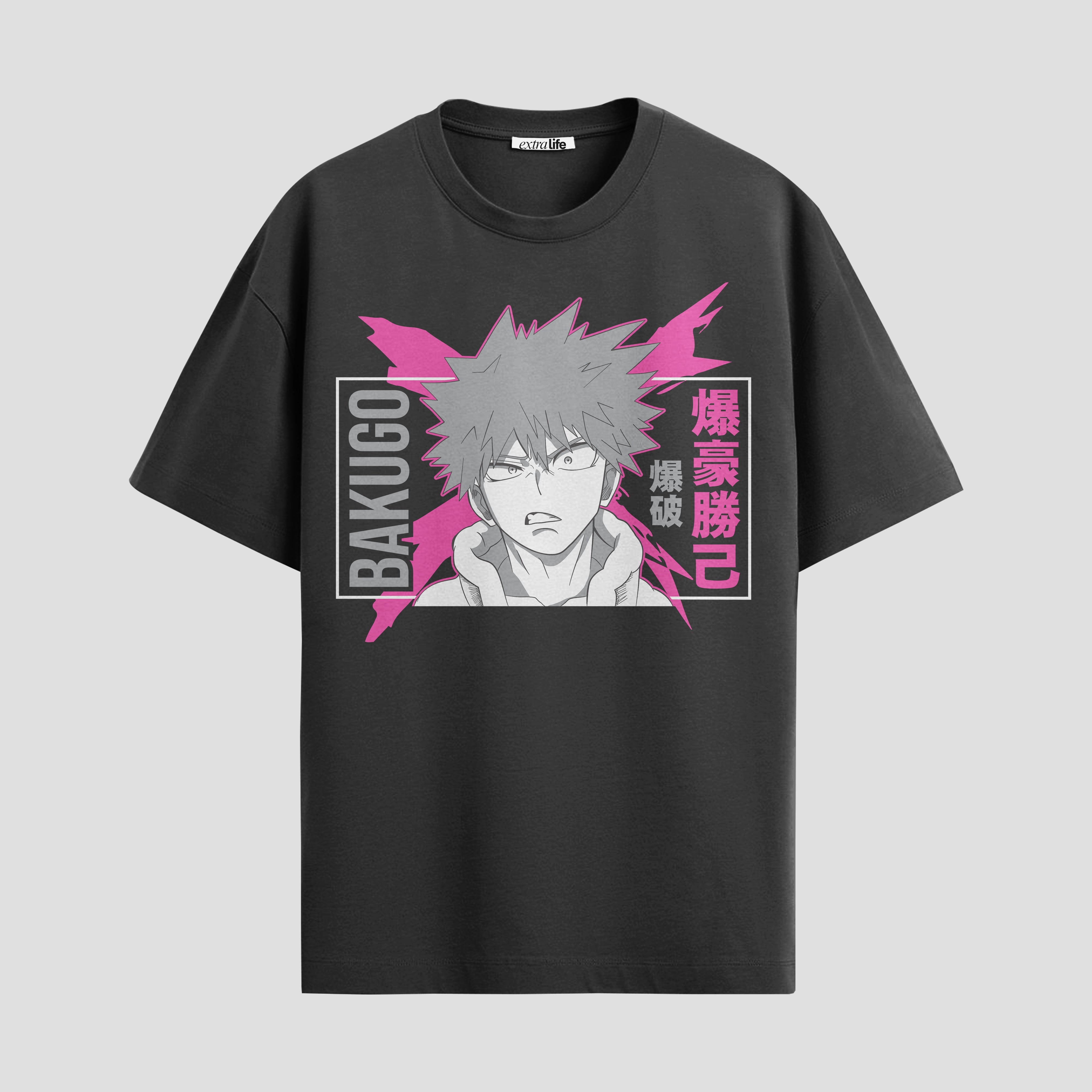 Playera urbana de anime y gaming ExtraLife MX, corte Standard Fit unisex ligero y transpirable en color Deep Black y Pure White, ropa de uso diario para gym y casual.