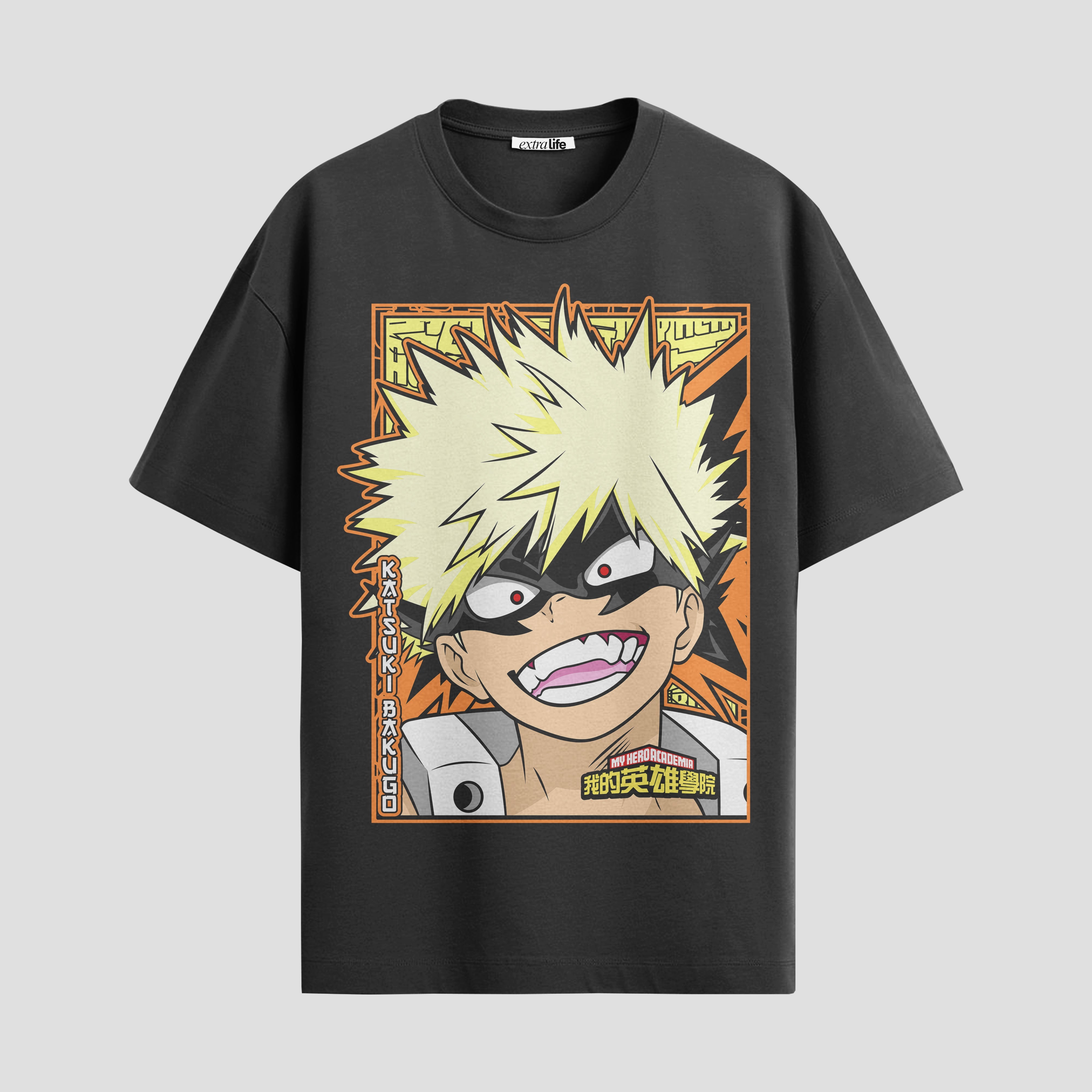 Playera urbana de anime y gaming ExtraLife MX, corte Standard Fit unisex ligero y transpirable en color Deep Black y Pure White, ropa de uso diario para gym y casual.