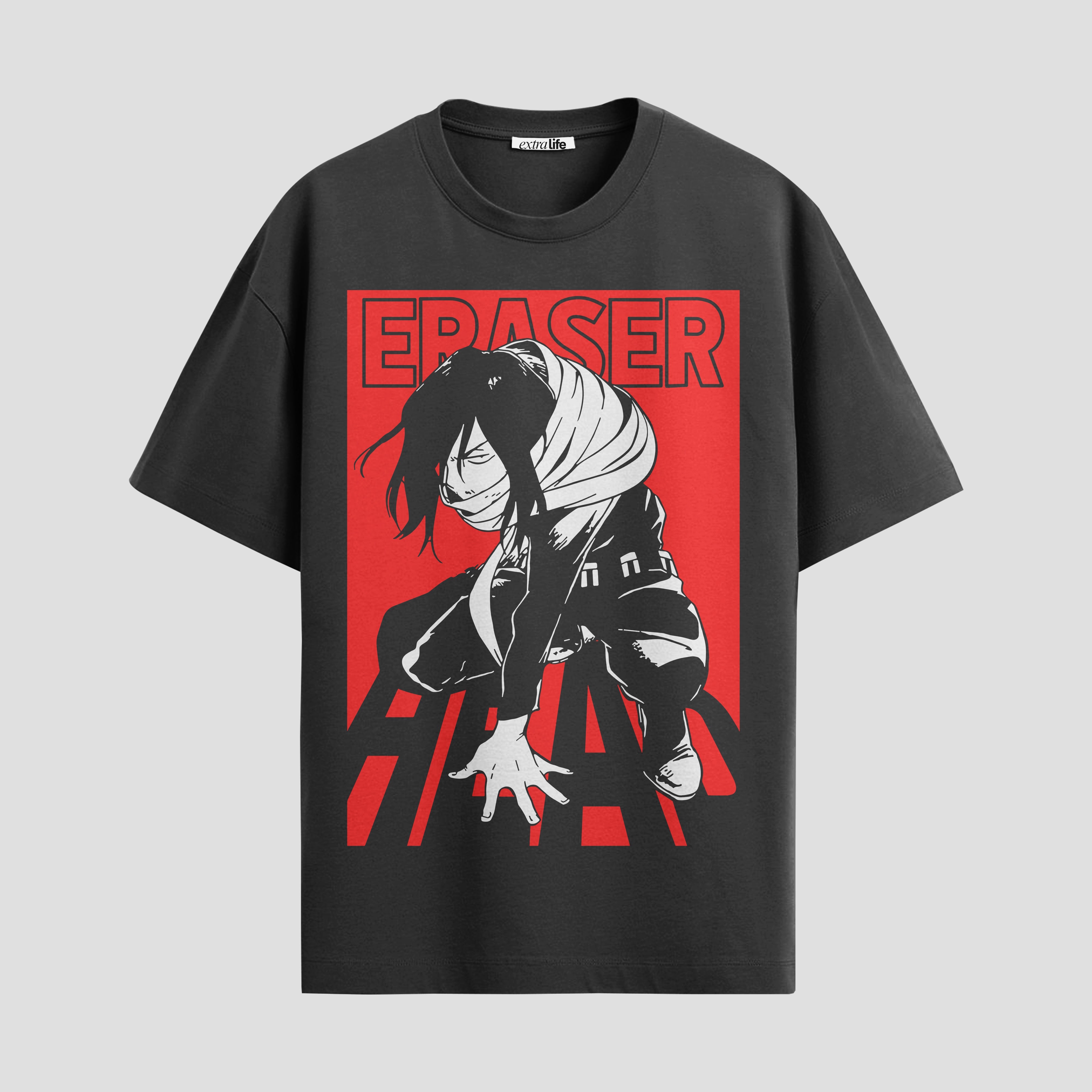 Playera urbana de anime y gaming ExtraLife MX, corte Standard Fit unisex ligero y transpirable en color Deep Black y Pure White, ropa de uso diario para gym y casual.