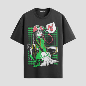 Playera urbana de anime y gaming ExtraLife MX, corte Standard Fit unisex ligero y transpirable en color Deep Black y Pure White, ropa de uso diario para gym y casual.