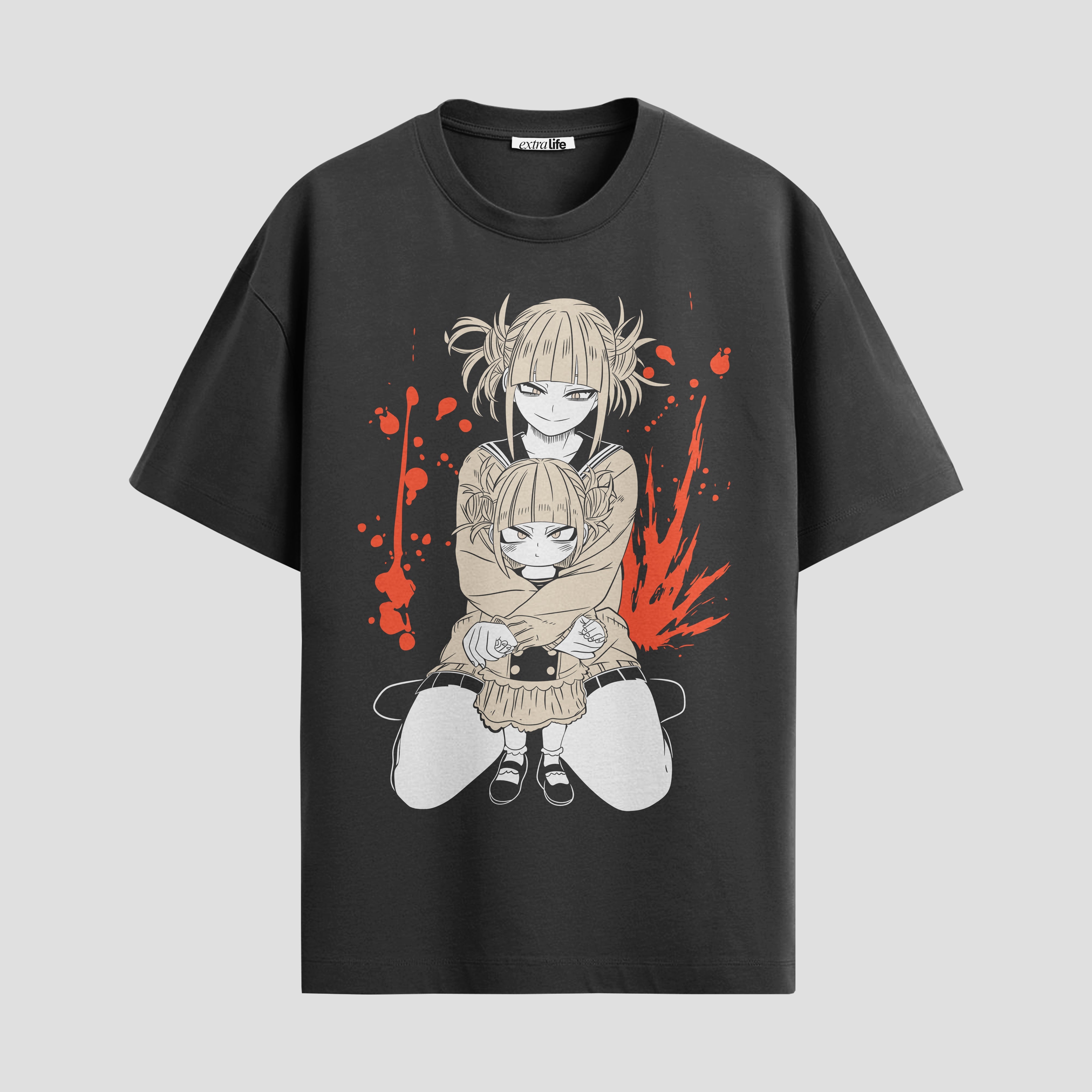 Playera urbana de anime y gaming ExtraLife MX, corte Standard Fit unisex ligero y transpirable en color Deep Black y Pure White, ropa de uso diario para gym y casual.