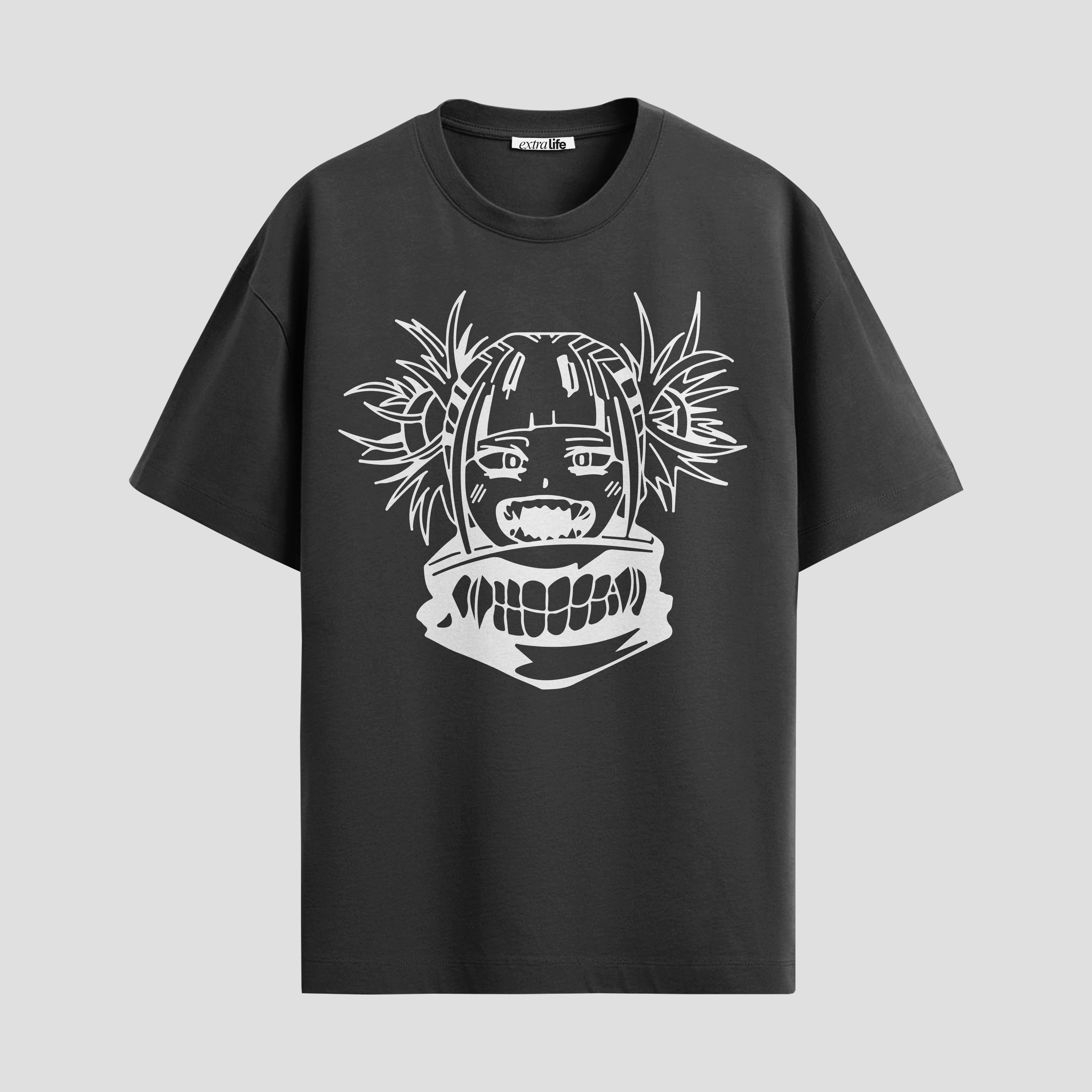 Playera urbana de anime y gaming ExtraLife MX, corte Standard Fit unisex ligero y transpirable en color Deep Black y Pure White, ropa de uso diario para gym y casual.