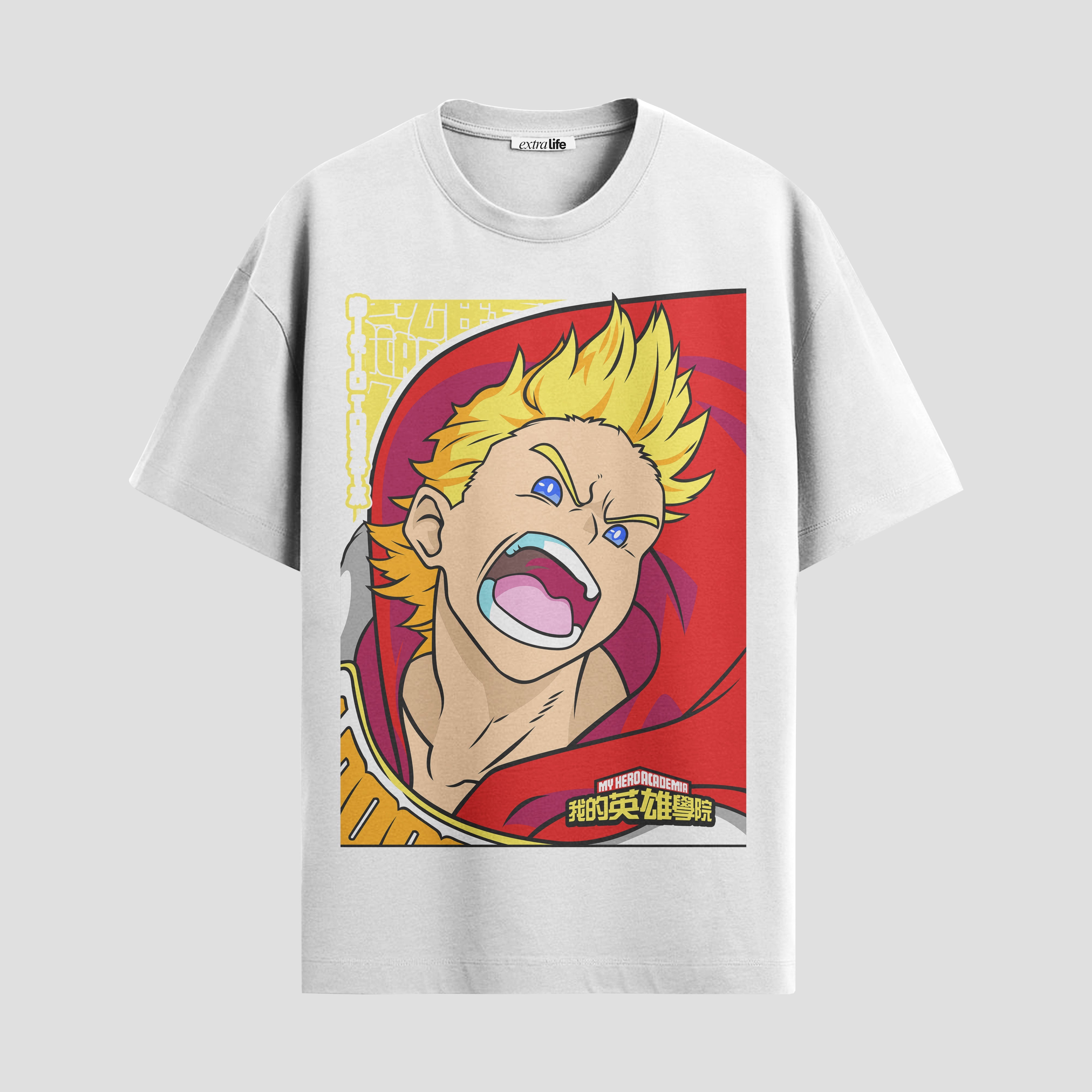 Playera urbana de anime y gaming ExtraLife MX, corte Standard Fit unisex ligero y transpirable en color Deep Black y Pure White, ropa de uso diario para gym y casual.