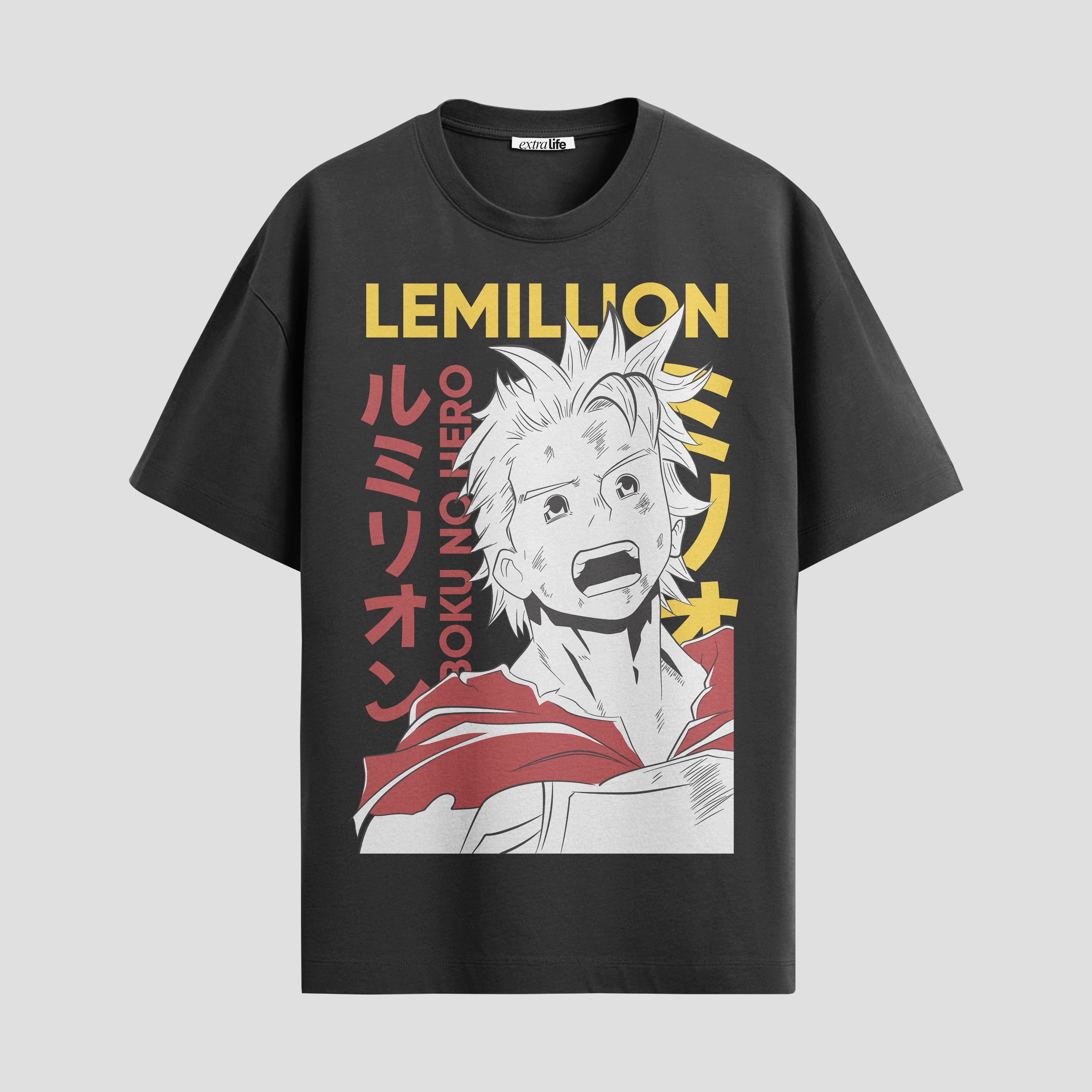Playera urbana de anime y gaming ExtraLife MX, corte Standard Fit unisex ligero y transpirable en color Deep Black y Pure White, ropa de uso diario para gym y casual.