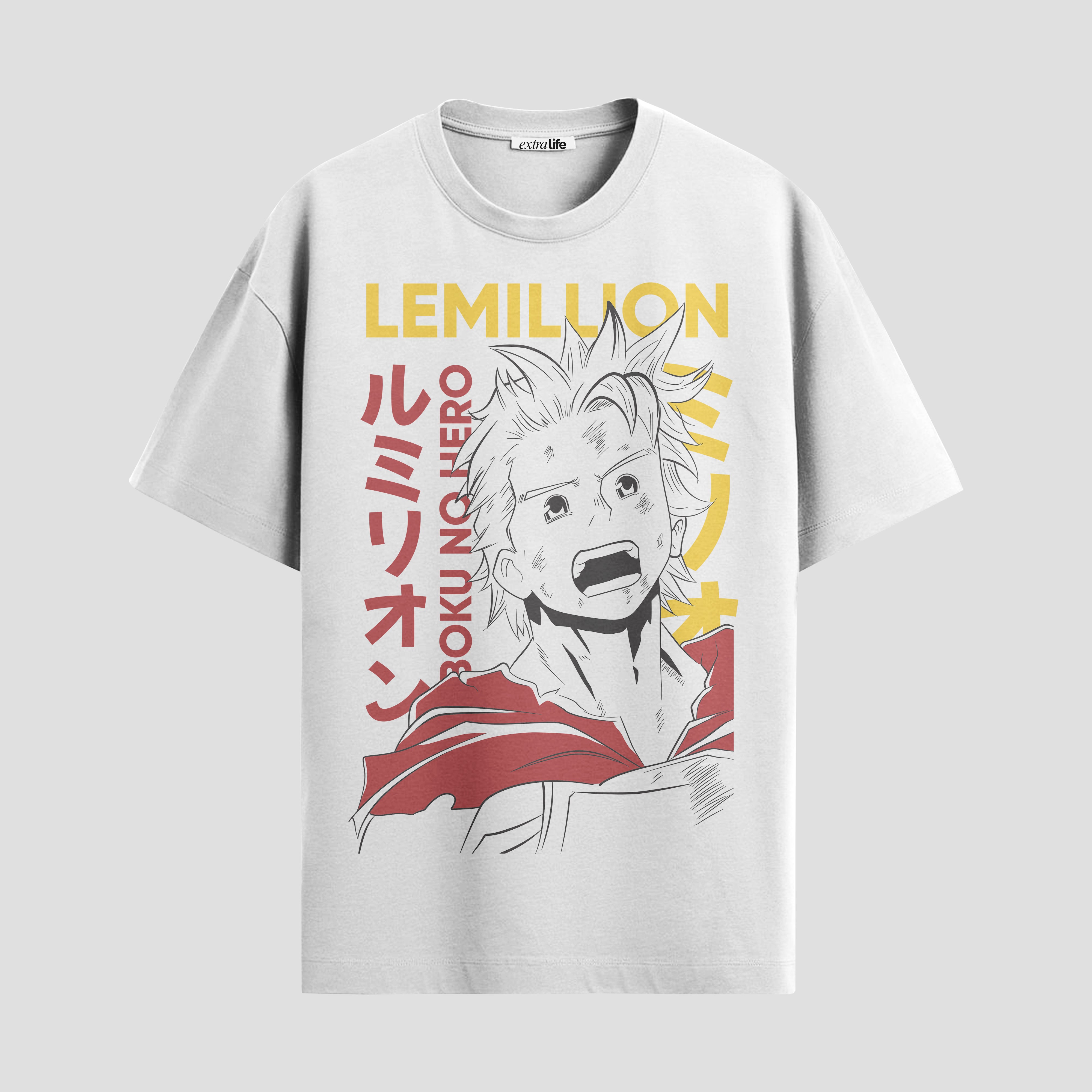 Playera urbana de anime y gaming ExtraLife MX, corte Standard Fit unisex ligero y transpirable en color Deep Black y Pure White, ropa de uso diario para gym y casual.