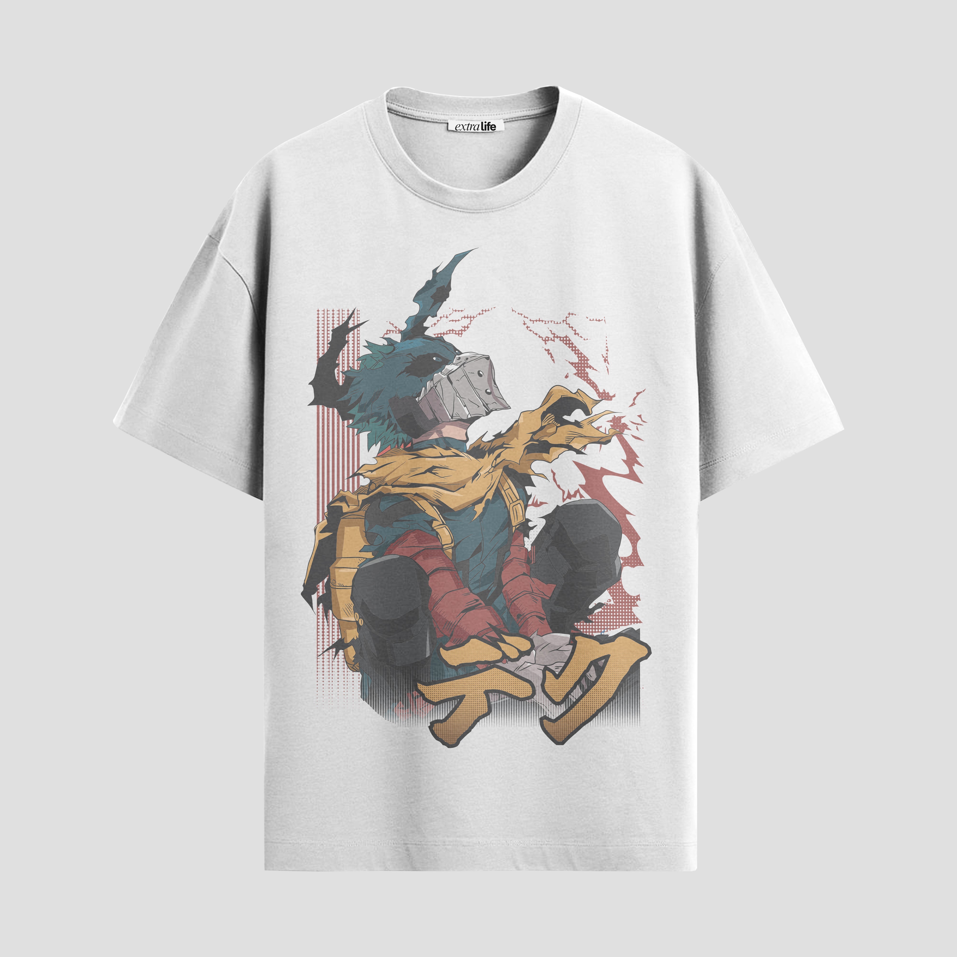 Playera urbana de anime y gaming ExtraLife MX, corte Standard Fit unisex ligero y transpirable en color Deep Black y Pure White, ropa de uso diario para gym y casual.