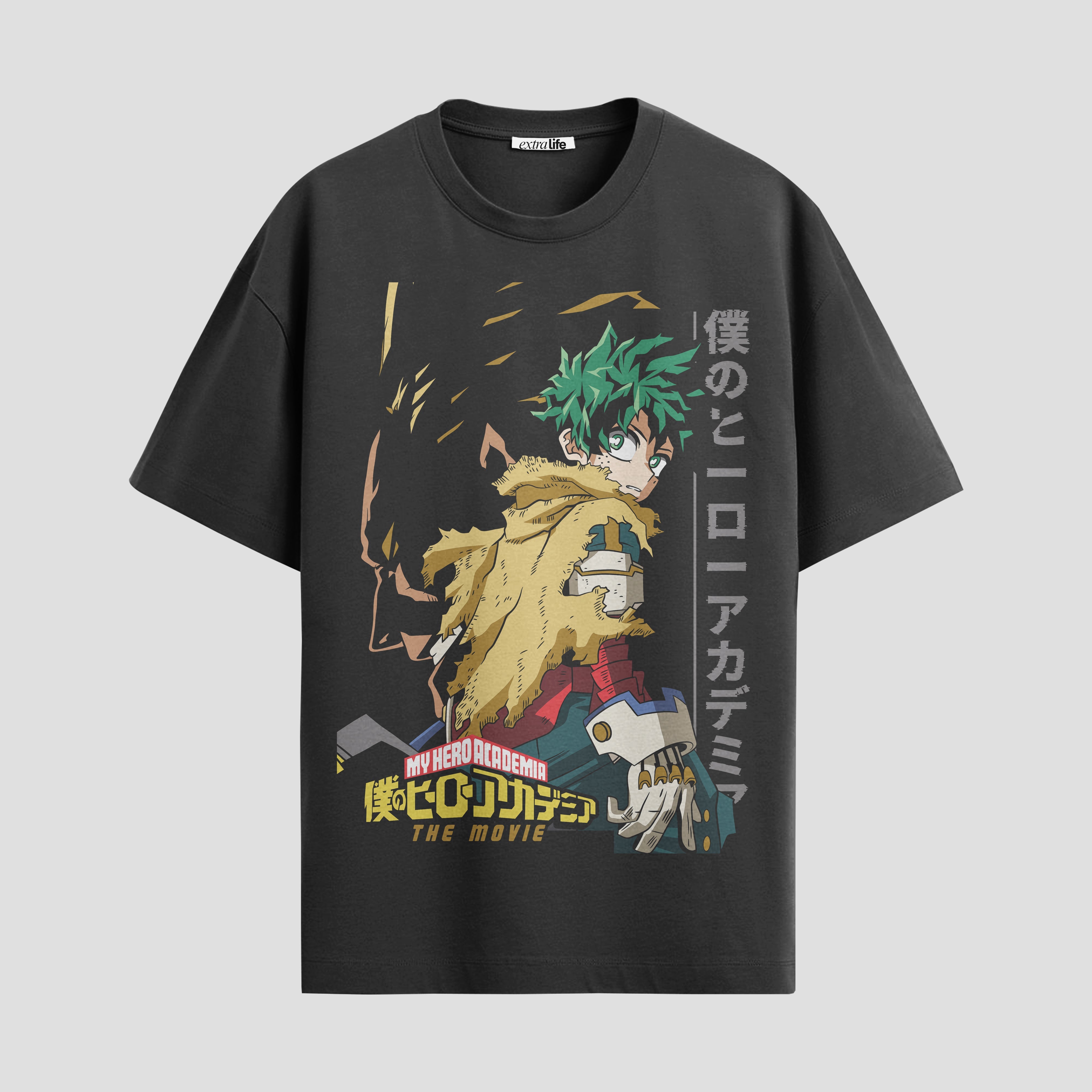 Playera urbana de anime y gaming ExtraLife MX, corte Standard Fit unisex ligero y transpirable en color Deep Black y Pure White, ropa de uso diario para gym y casual.