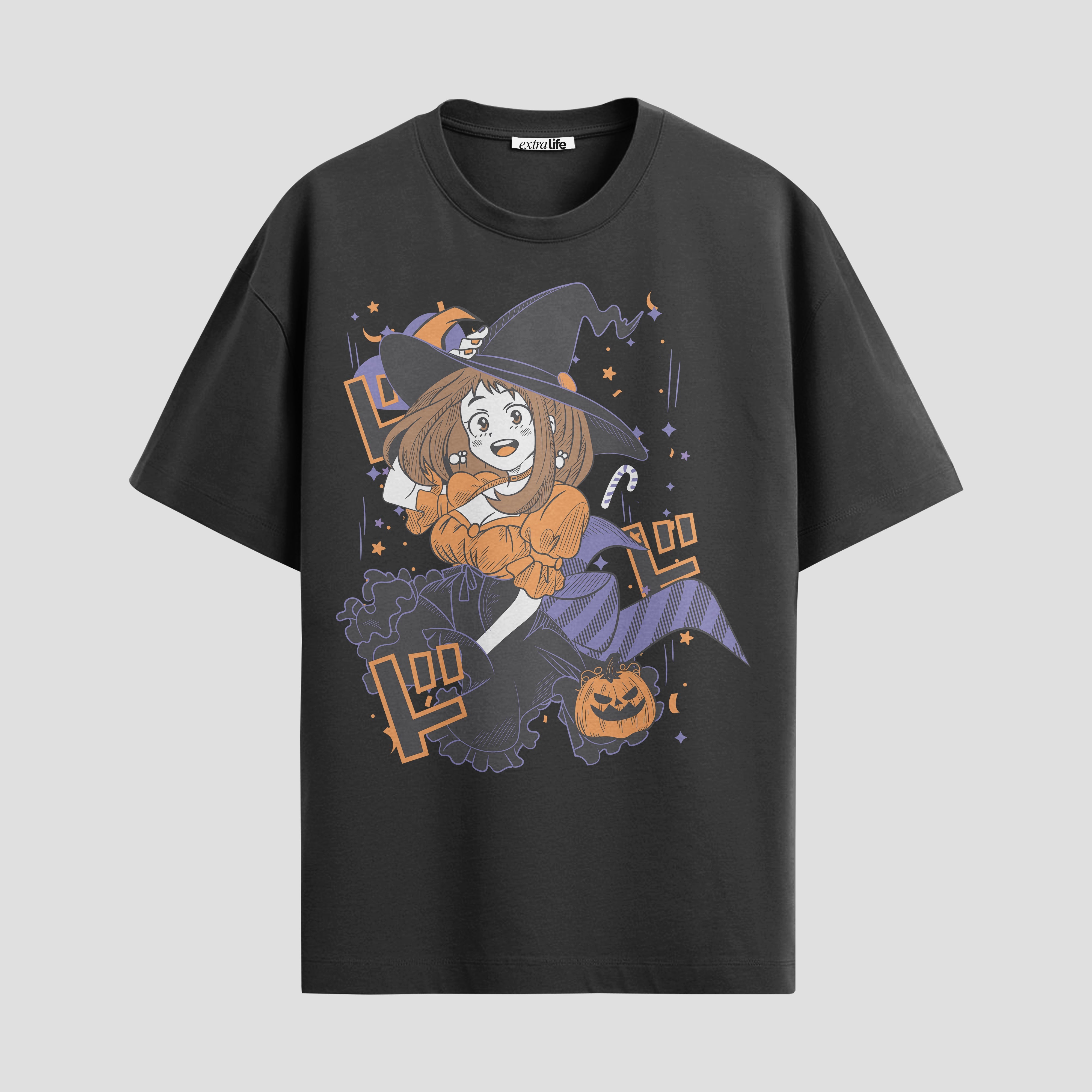 Playera urbana de anime y gaming ExtraLife MX, corte Standard Fit unisex ligero y transpirable en color Deep Black y Pure White, ropa de uso diario para gym y casual.