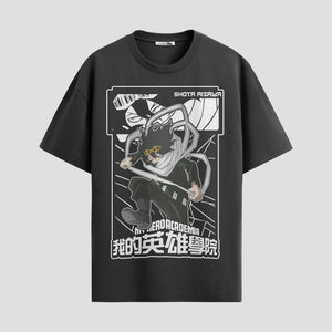 Playera urbana de anime y gaming ExtraLife MX, corte Standard Fit unisex ligero y transpirable en color Deep Black y Pure White, ropa de uso diario para gym y casual.