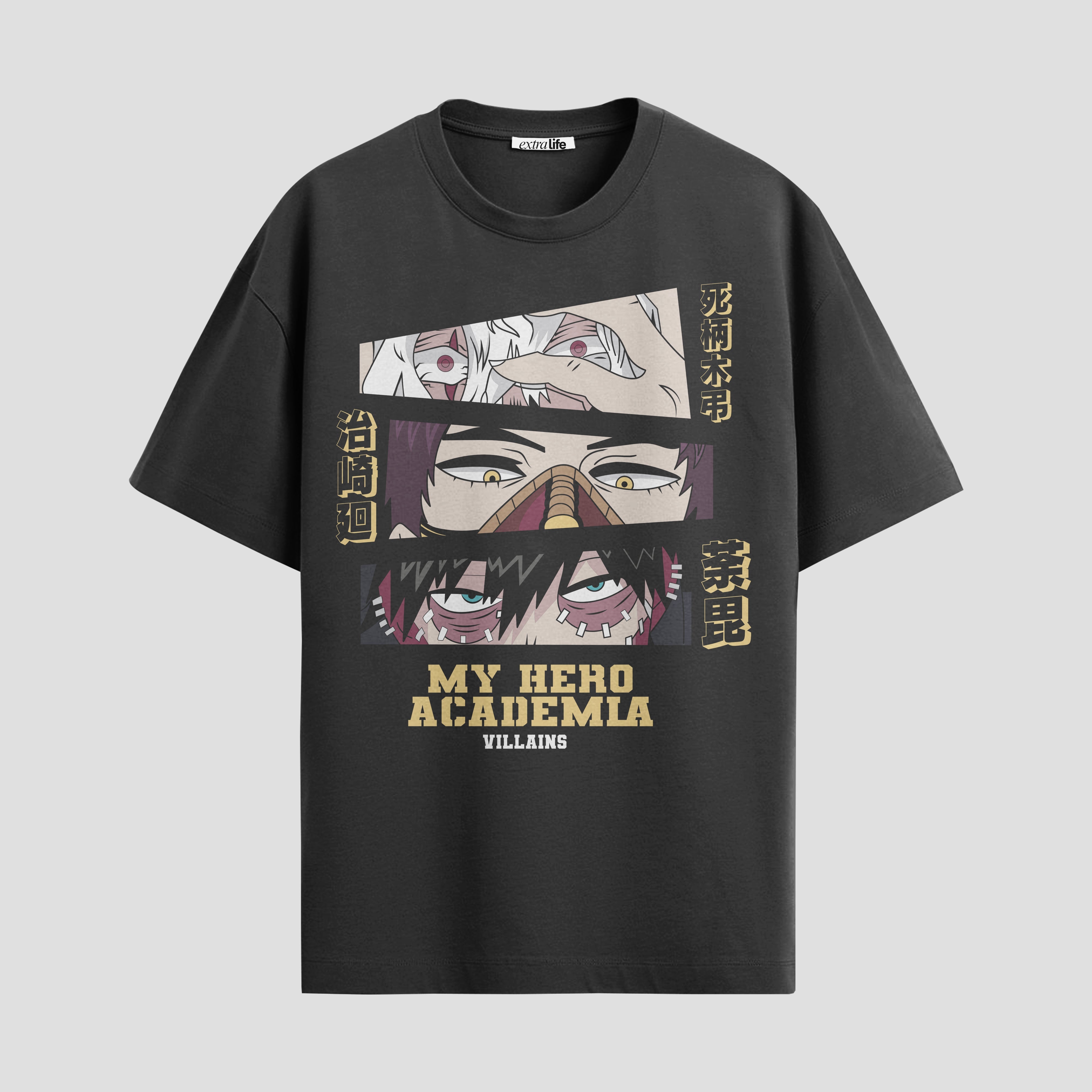 Playera urbana de anime y gaming ExtraLife MX, corte Standard Fit unisex ligero y transpirable en color Deep Black y Pure White, ropa de uso diario para gym y casual.