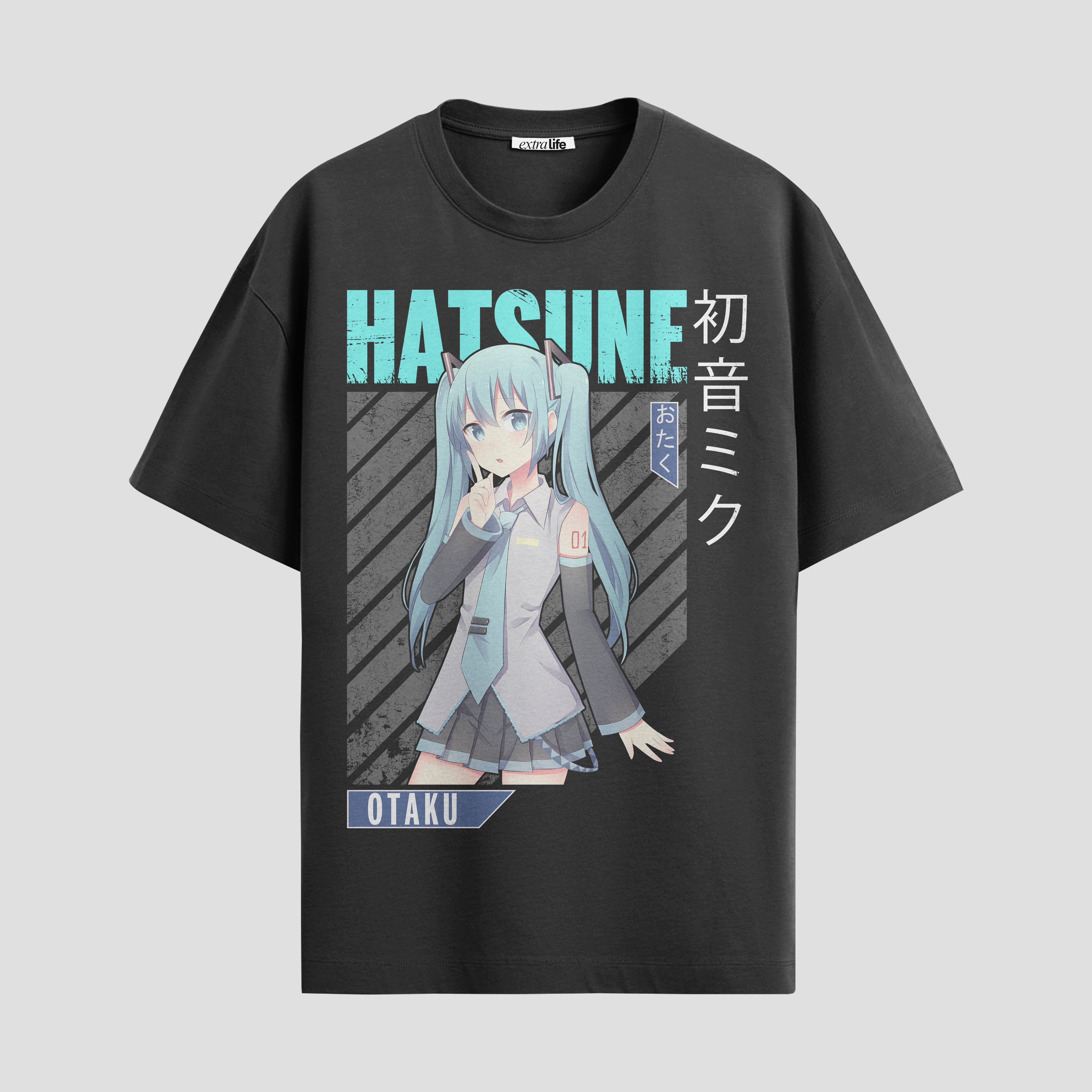 Playera urbana de anime y gaming ExtraLife MX, corte Standard Fit unisex ligero y transpirable en color Deep Black y Pure White, ropa de uso diario para gym y casual.