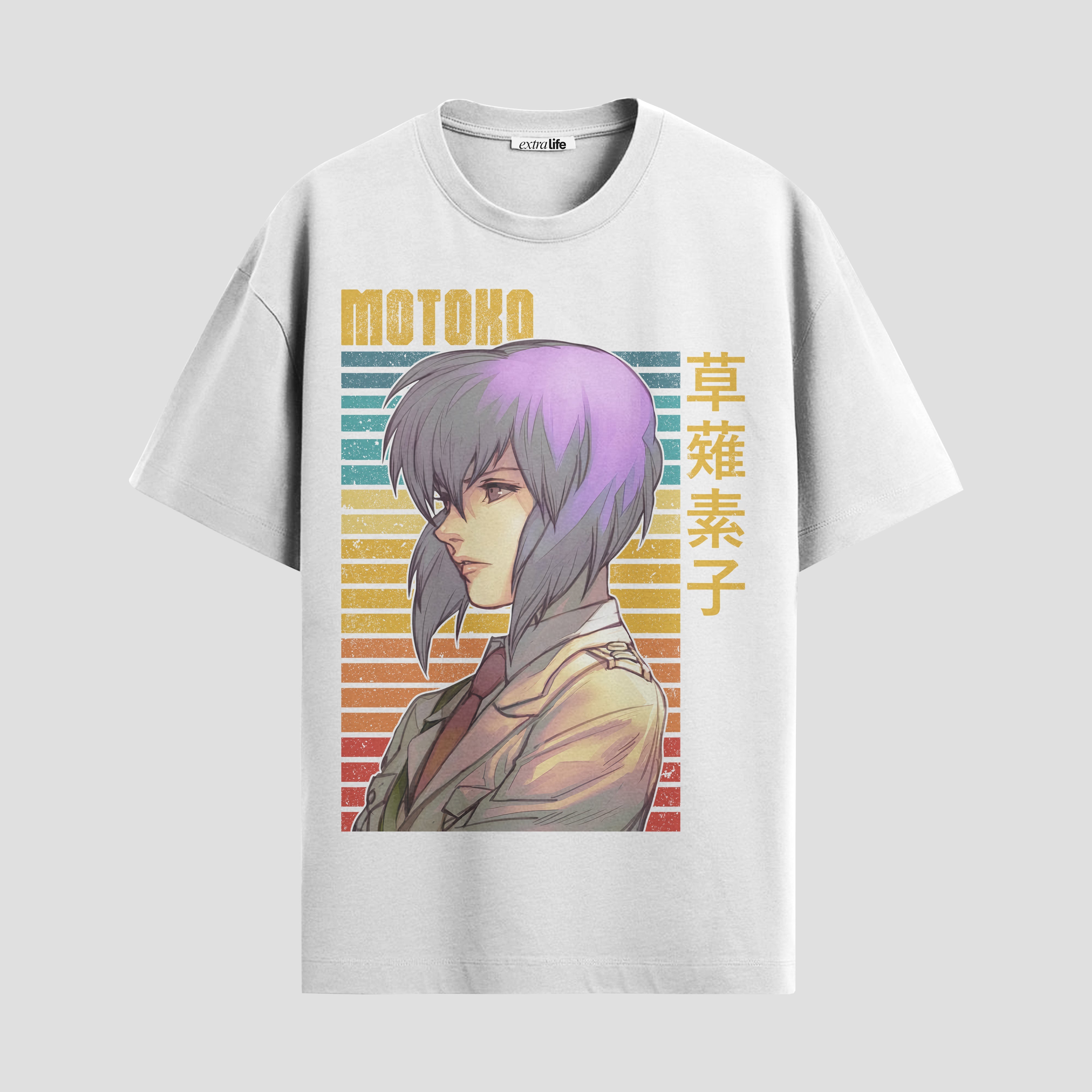 Playera urbana de anime y gaming ExtraLife MX, corte Standard Fit unisex ligero y transpirable en color Deep Black y Pure White, ropa de uso diario para gym y casual.