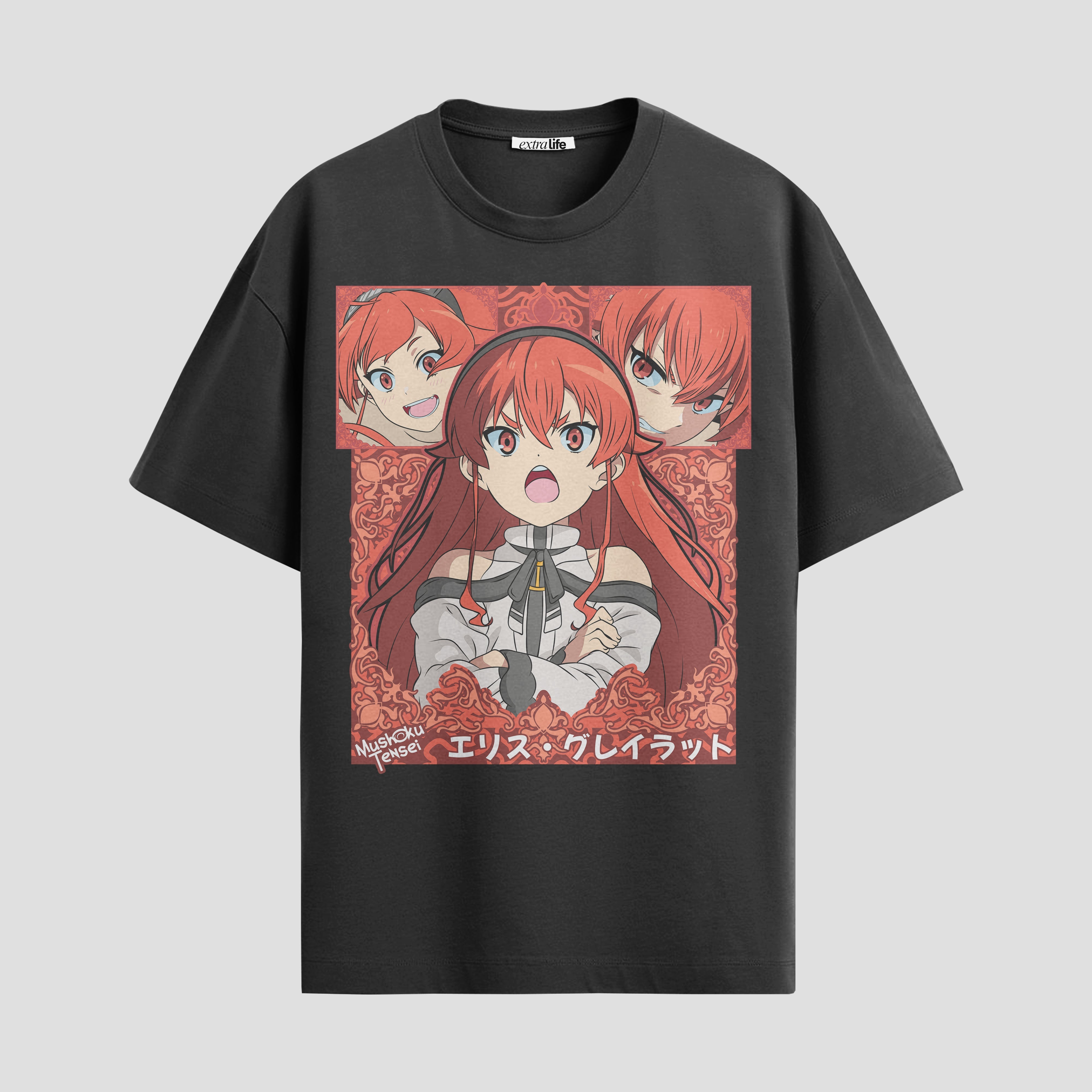 Playera urbana de anime y gaming ExtraLife MX, corte Standard Fit unisex ligero y transpirable en color Deep Black y Pure White, ropa de uso diario para gym y casual.