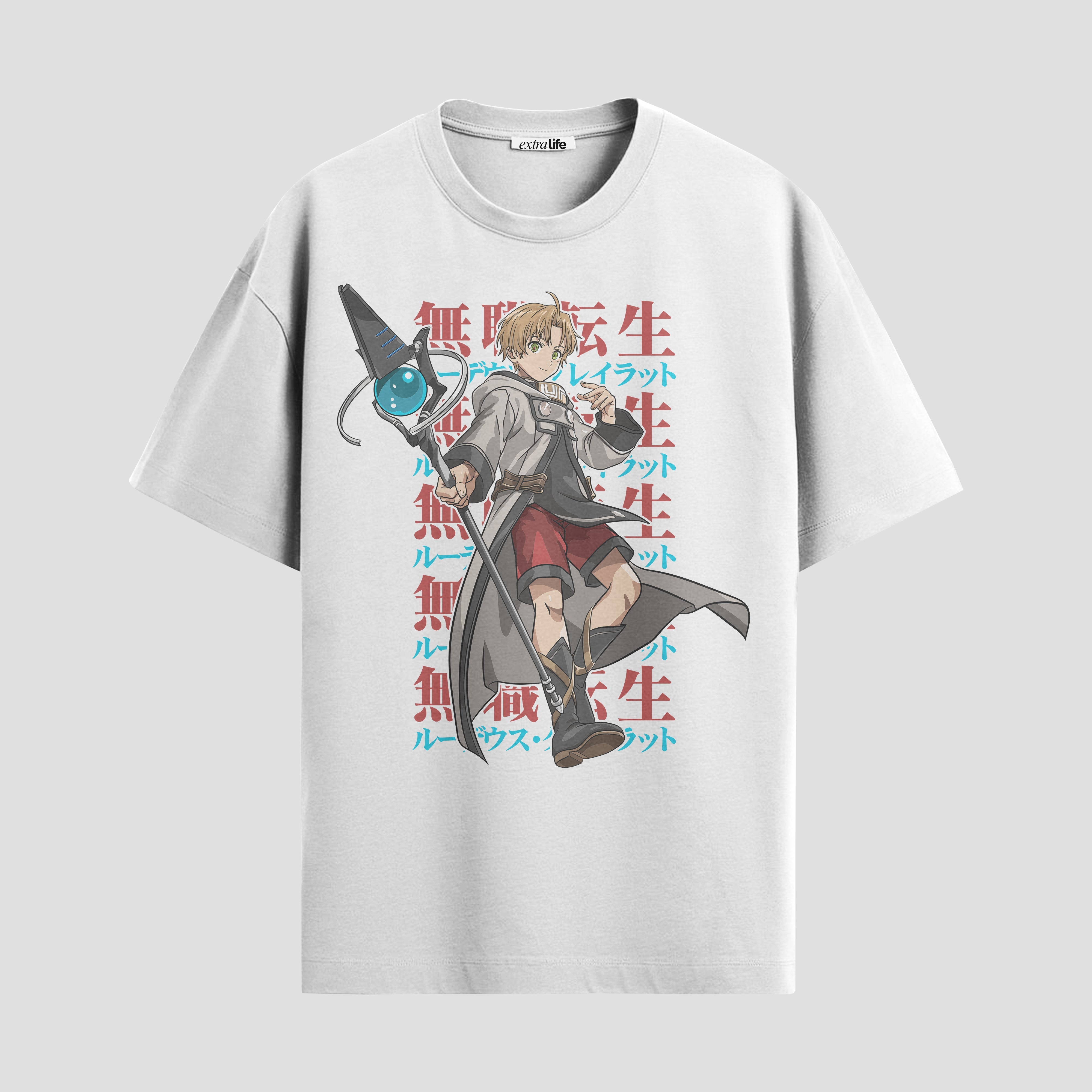 Playera urbana de anime y gaming ExtraLife MX, corte Standard Fit unisex ligero y transpirable en color Deep Black y Pure White, ropa de uso diario para gym y casual.