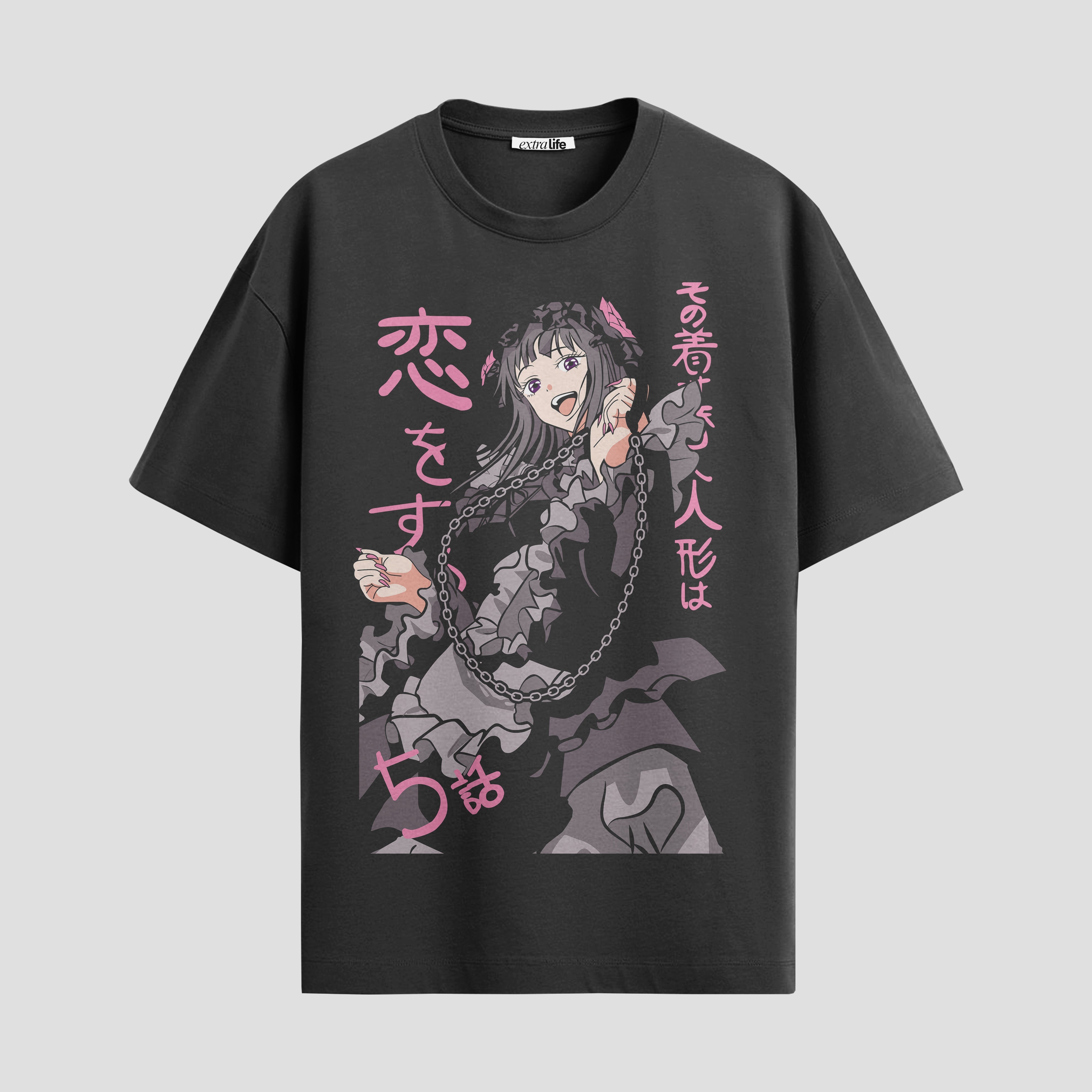 Playera urbana de anime y gaming ExtraLife MX, corte Standard Fit unisex ligero y transpirable en color Deep Black y Pure White, ropa de uso diario para gym y casual.