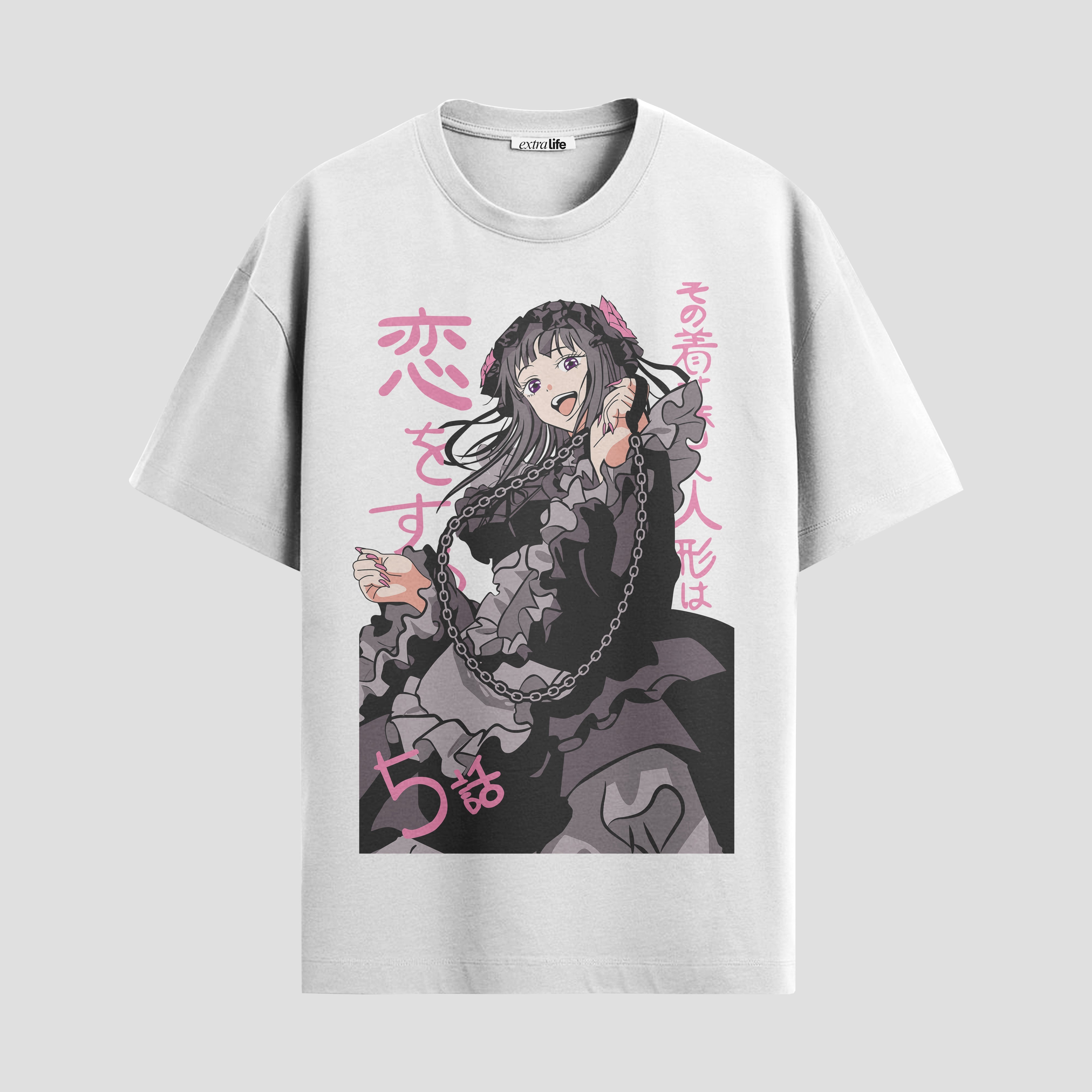 Playera urbana de anime y gaming ExtraLife MX, corte Standard Fit unisex ligero y transpirable en color Deep Black y Pure White, ropa de uso diario para gym y casual.