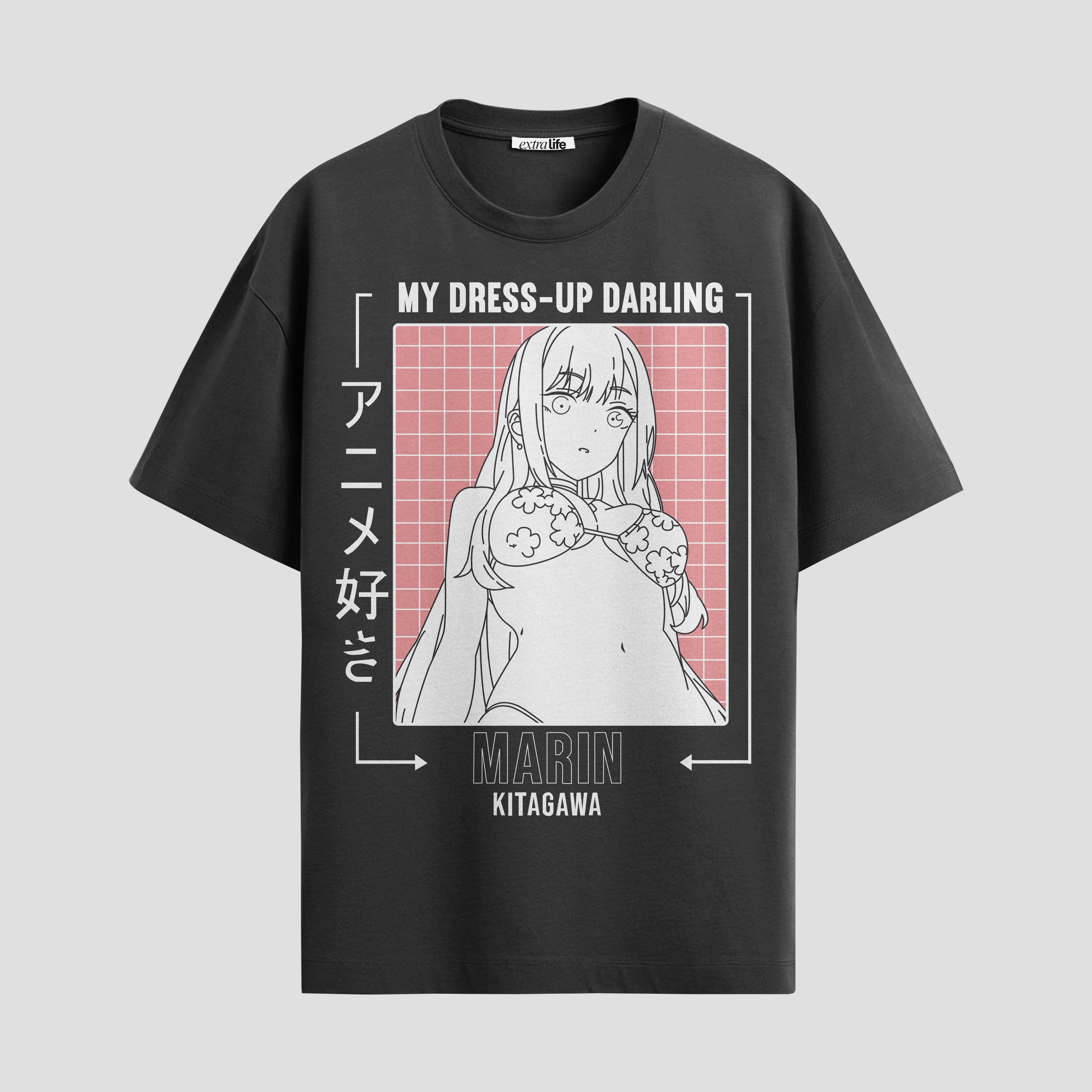 Playera urbana de anime y gaming ExtraLife MX, corte Standard Fit unisex ligero y transpirable en color Deep Black y Pure White, ropa de uso diario para gym y casual.