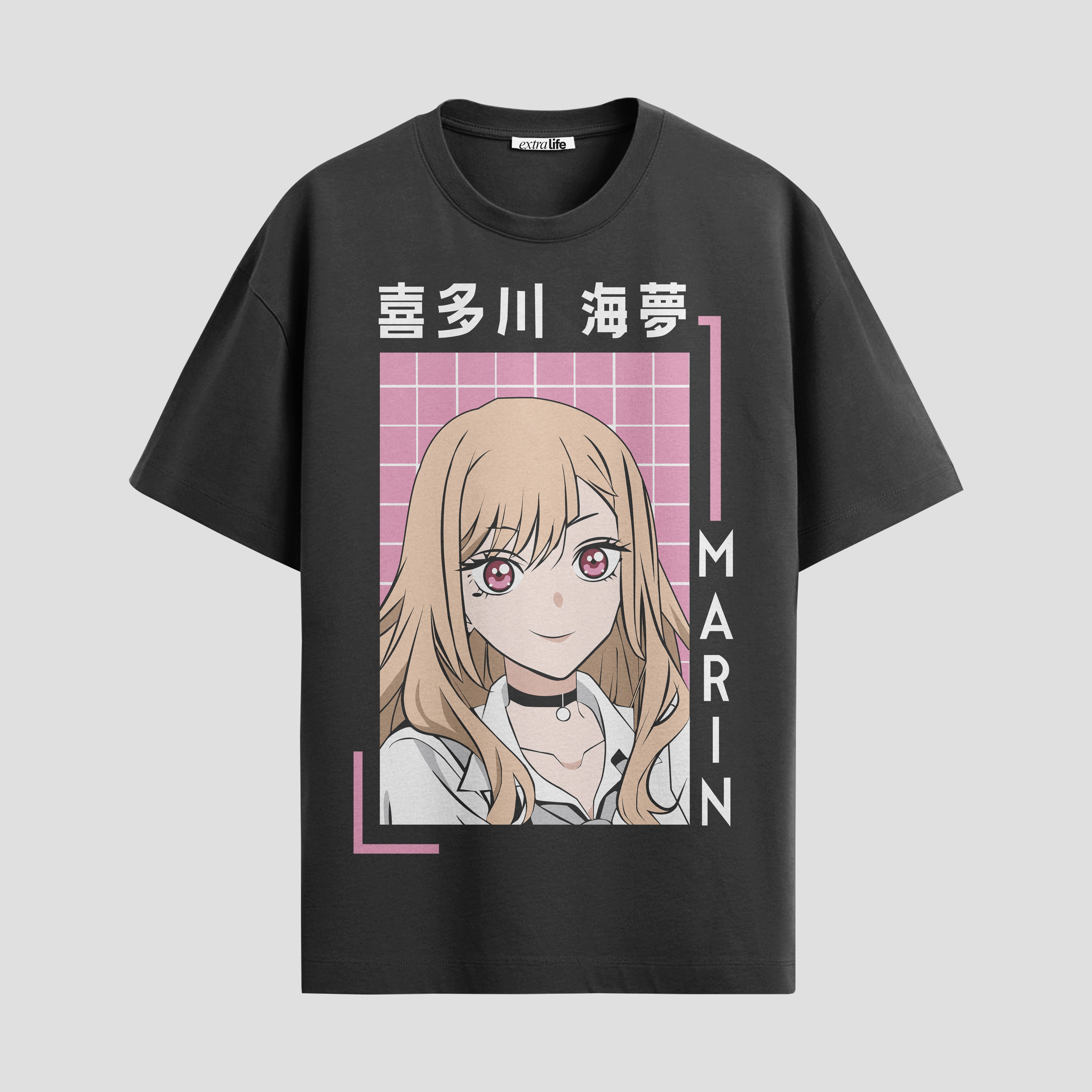 Playera urbana de anime y gaming ExtraLife MX, corte Standard Fit unisex ligero y transpirable en color Deep Black y Pure White, ropa de uso diario para gym y casual.
